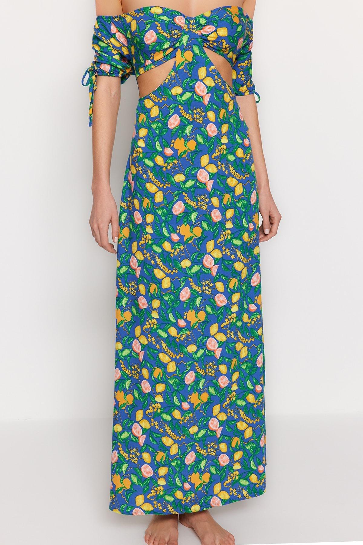 Multicolour A-Line Tropical Dress, , large image number 4