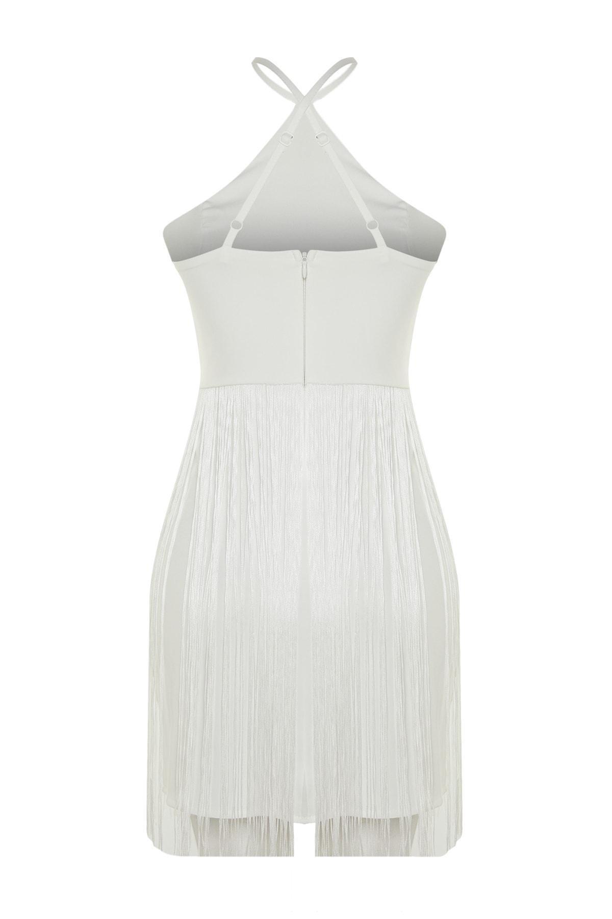 White Halterneck Dress, , large image number 7