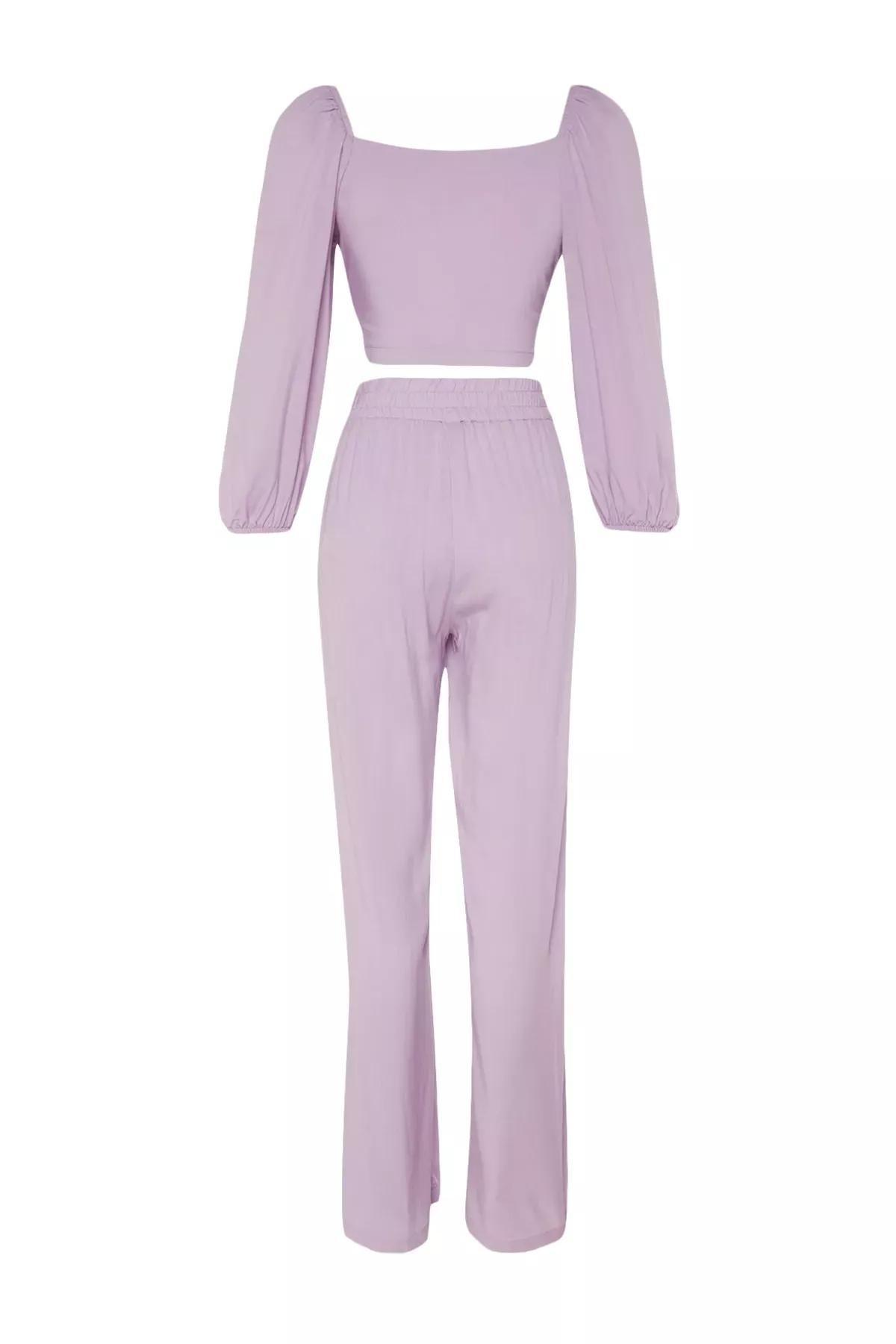Purple V-Neck Co-Ord Set, Purple, large image number 7