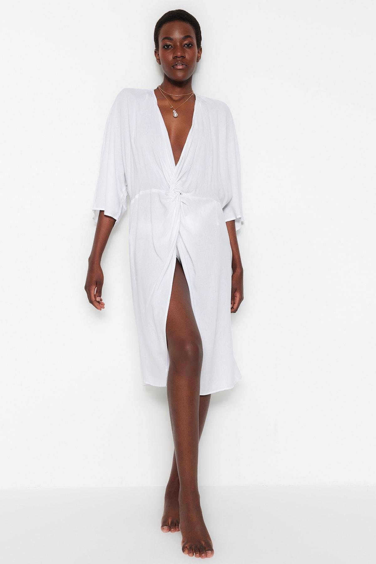 White v neck shift 2024 dress