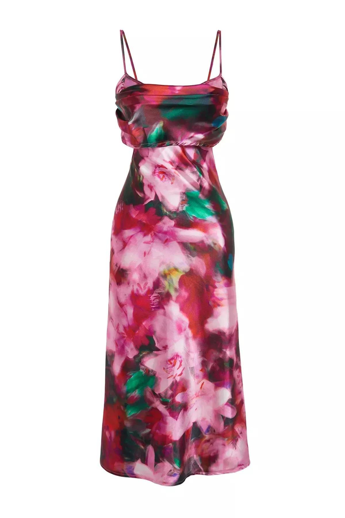 فستان مناسبات ساتان بنقشة زهور، ألوان متعددة, Pink-Multicolor, large image number 5