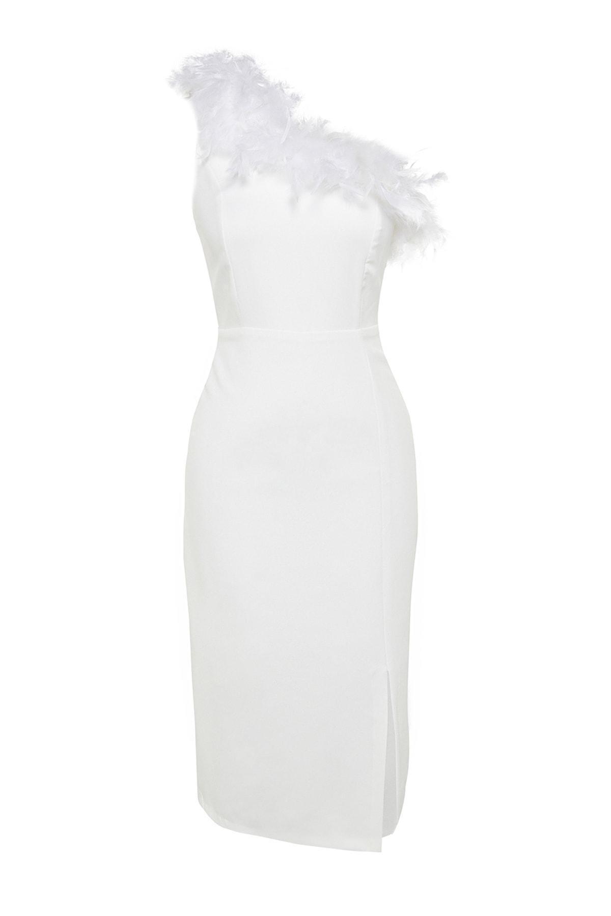 Trendyol - White Asymmetrical Collar Dress