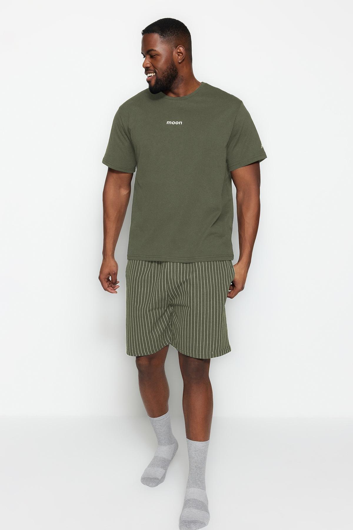 Trendyol - Khaki Plus Size Knitted Pyjama Set