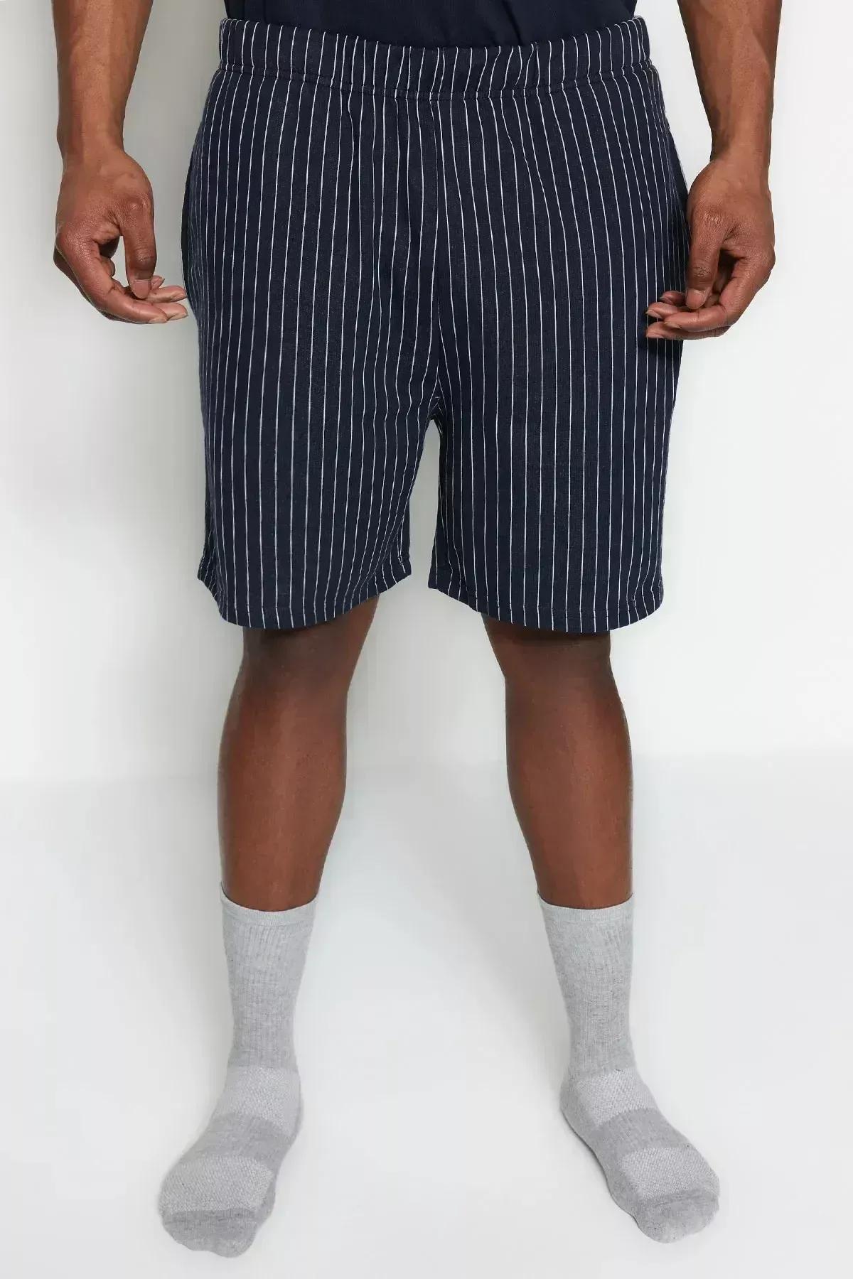 Navy Plain Plus Size Pajama Set, , large image number 1