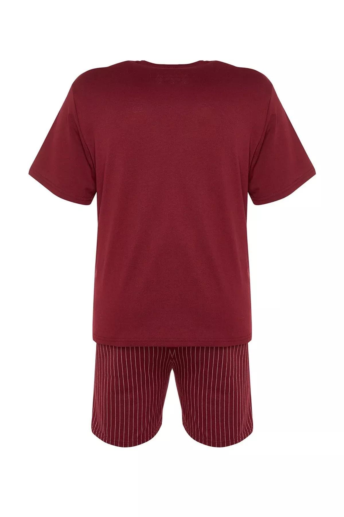 طقم بيجاما سادة للمقاسات الكبيرة، برغندي, Burgundy, large image number 12