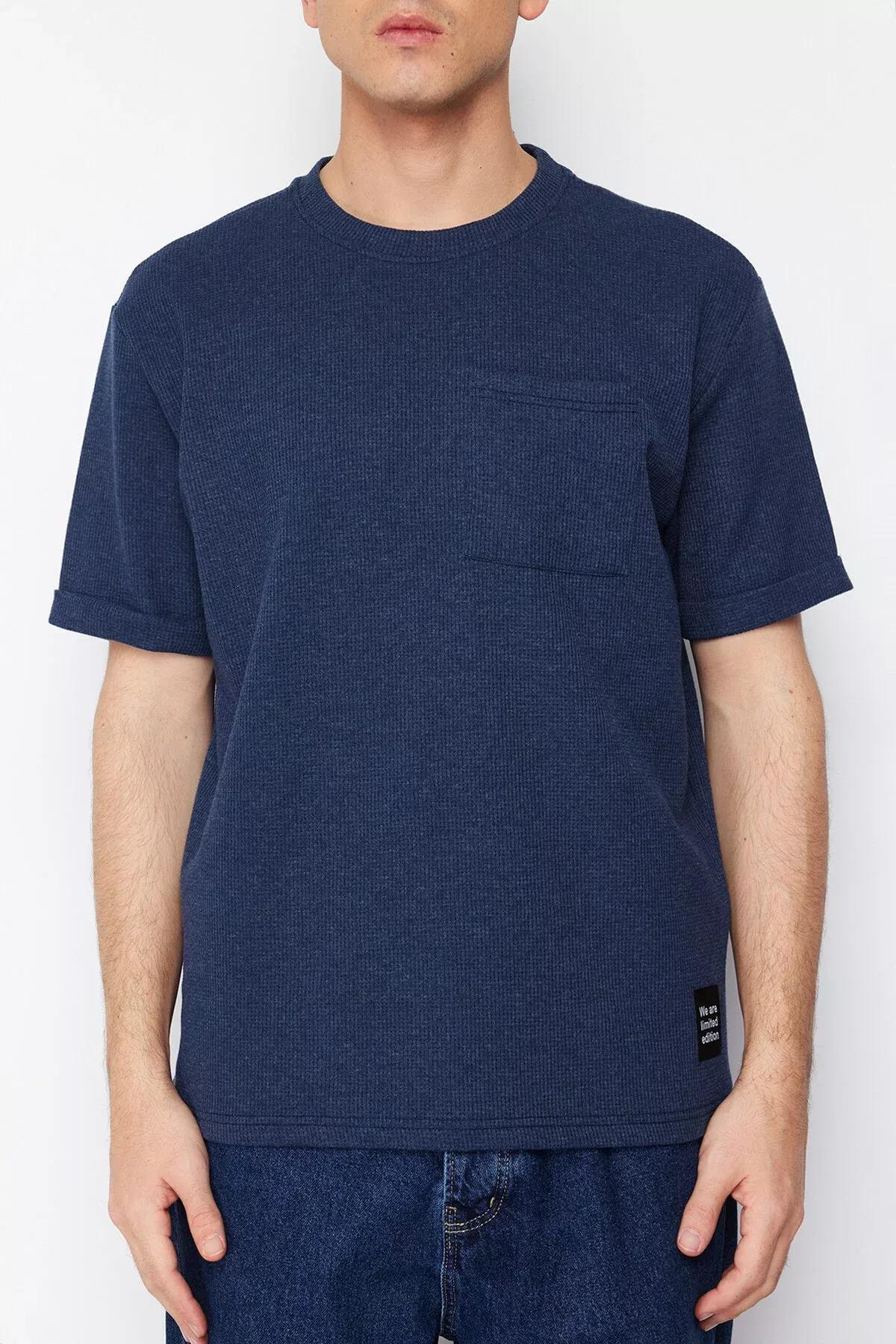 Navy Oversized Patterned T Shirt, , large image number 4