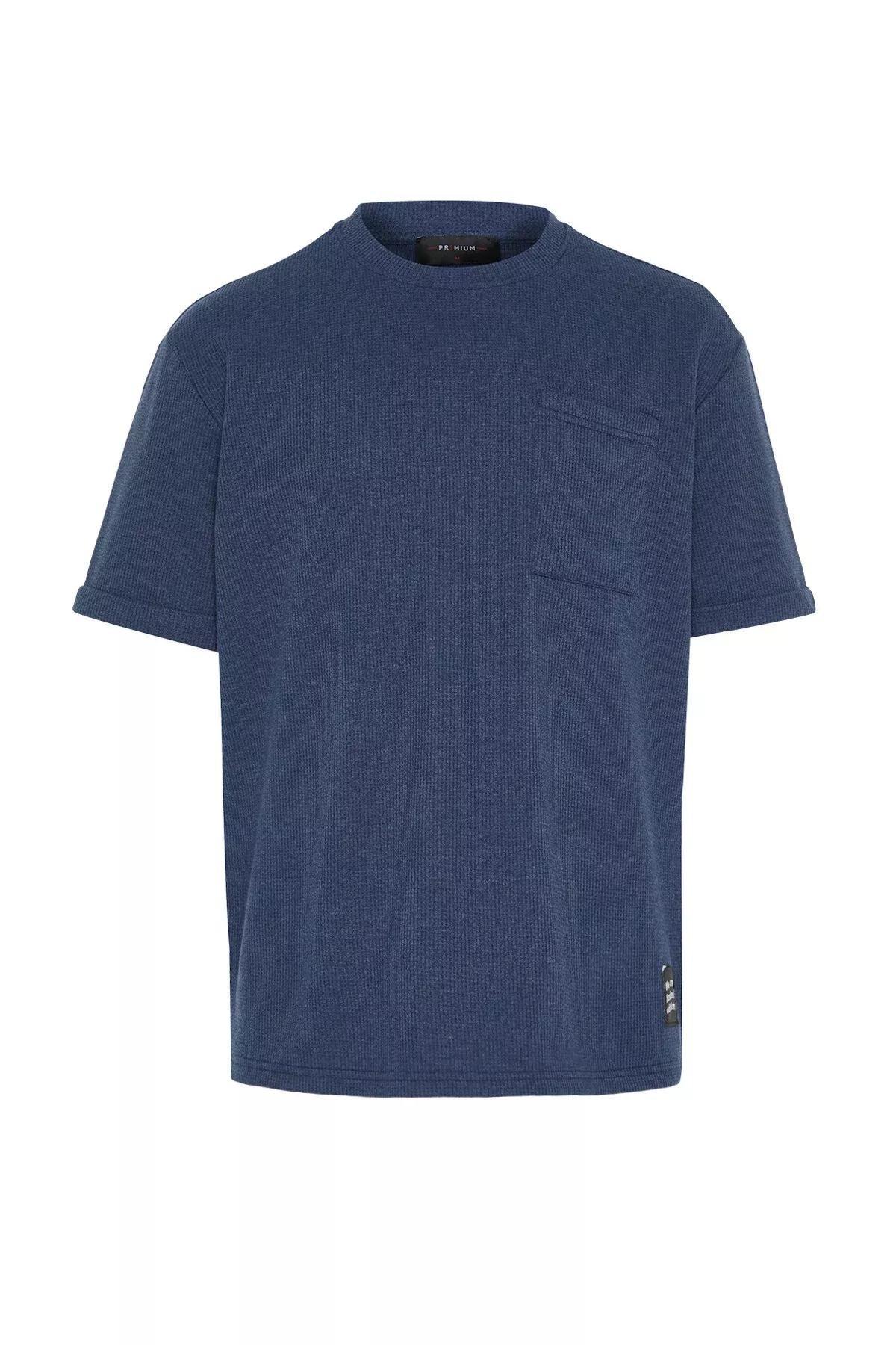 Navy Oversized Patterned T Shirt, , large image number 6
