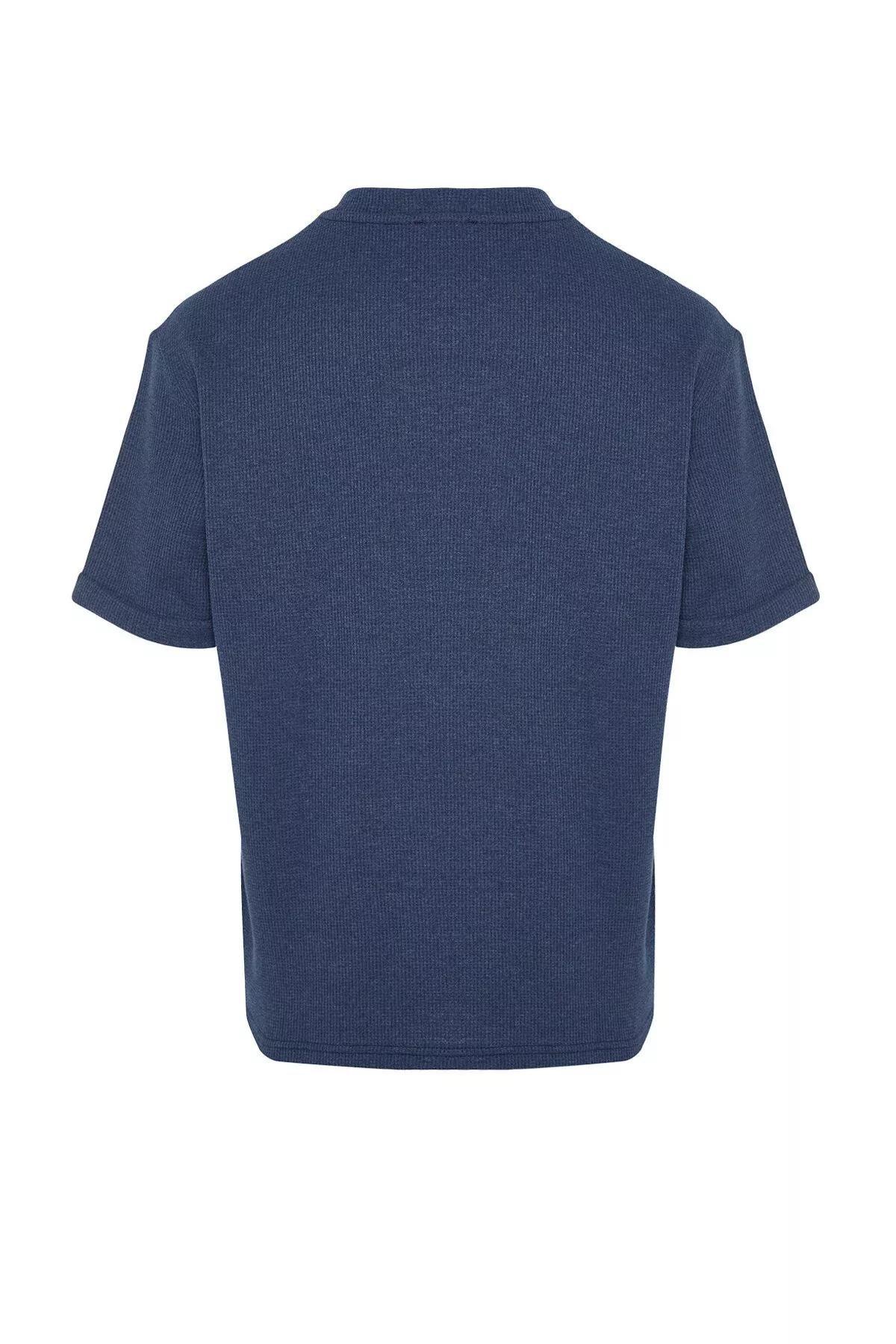 Navy Oversized Patterned T Shirt, C101_2796, large image number 7