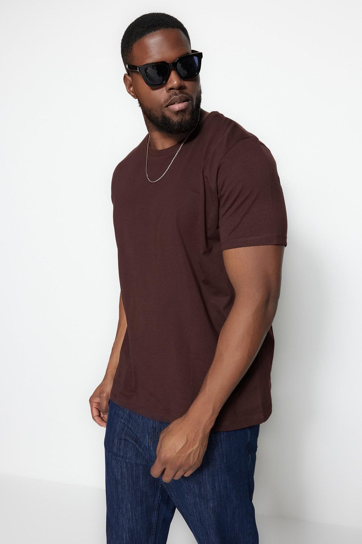 Trendyol - Brown Regular Plus Size T-Shirt