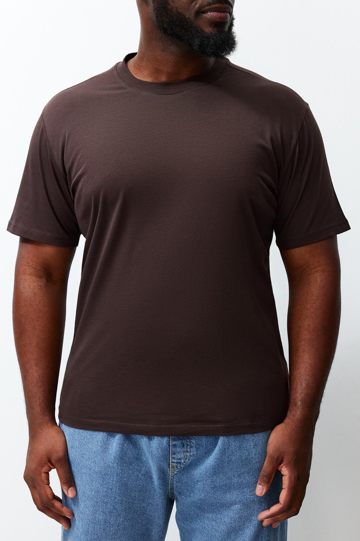 Trendyol - Brown Regular Plus Size T-Shirt