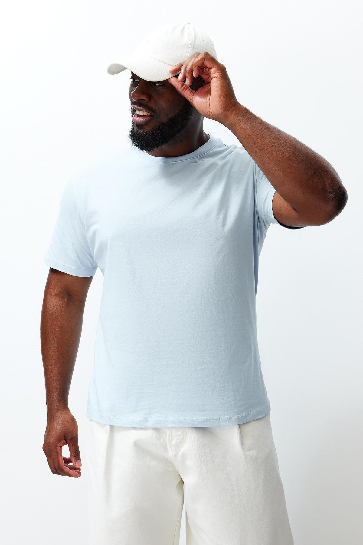 Blue Regular Plus Size T-Shirt, , medium