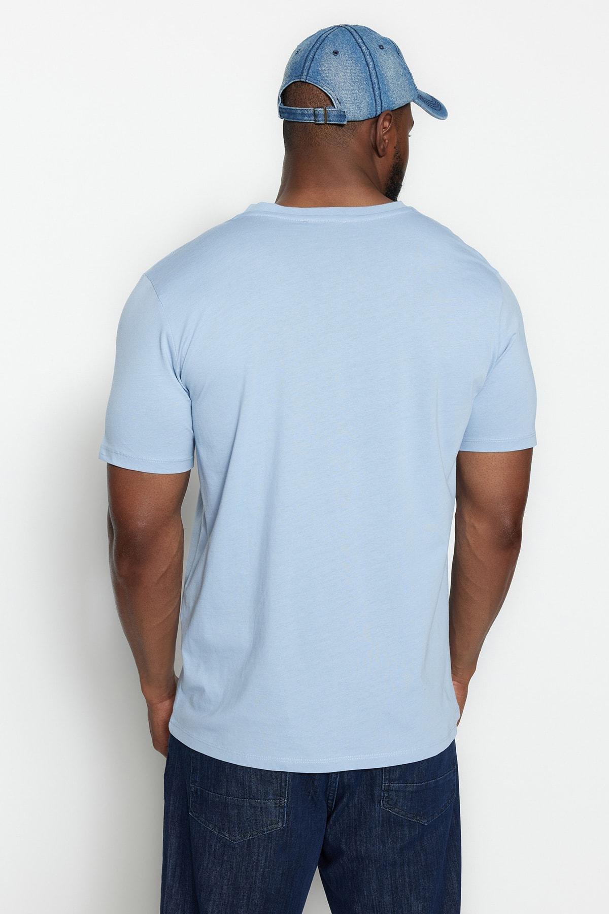Blue Regular Plus Size T-Shirt, , large image number 4