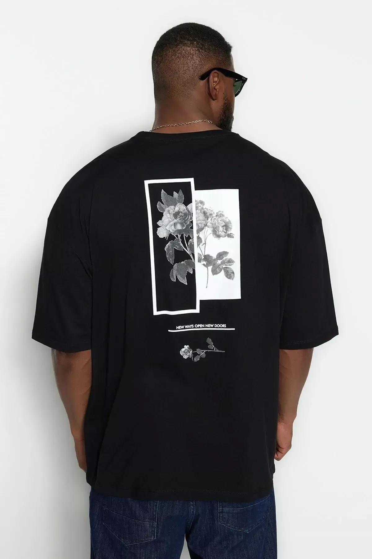 Black Oversize Plus Size T-Shirt, Black, medium