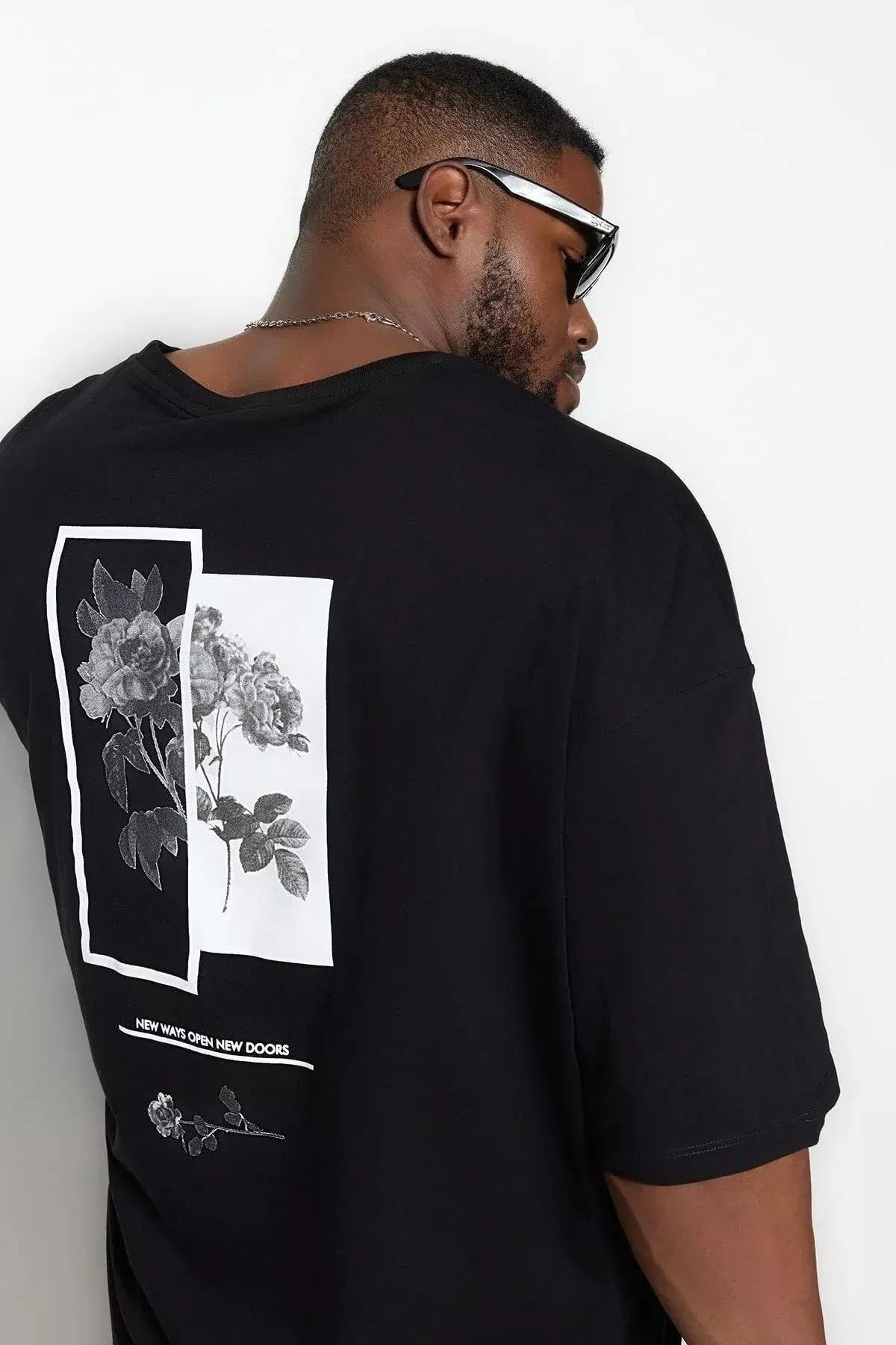 Black Oversize Plus Size T-Shirt, Black, medium