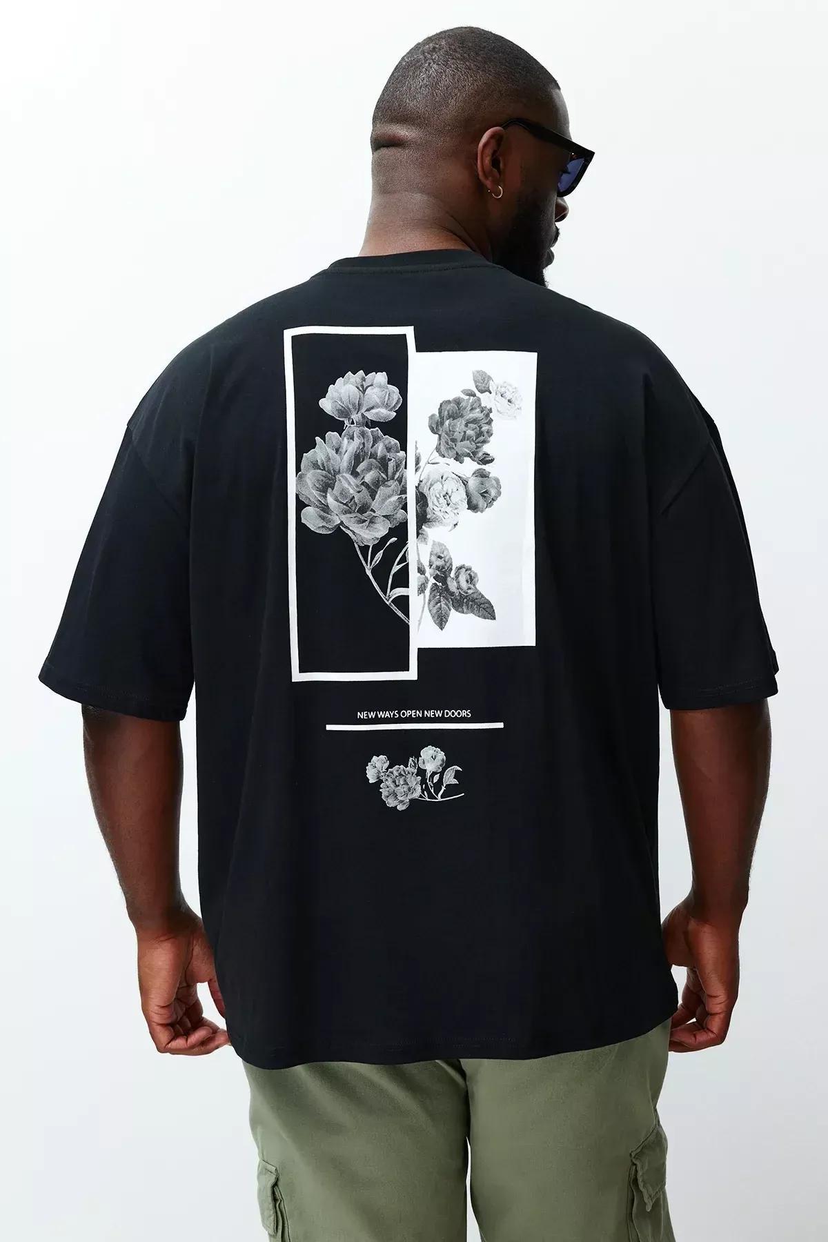Black Oversize Plus Size T-Shirt, Black, large image number 3