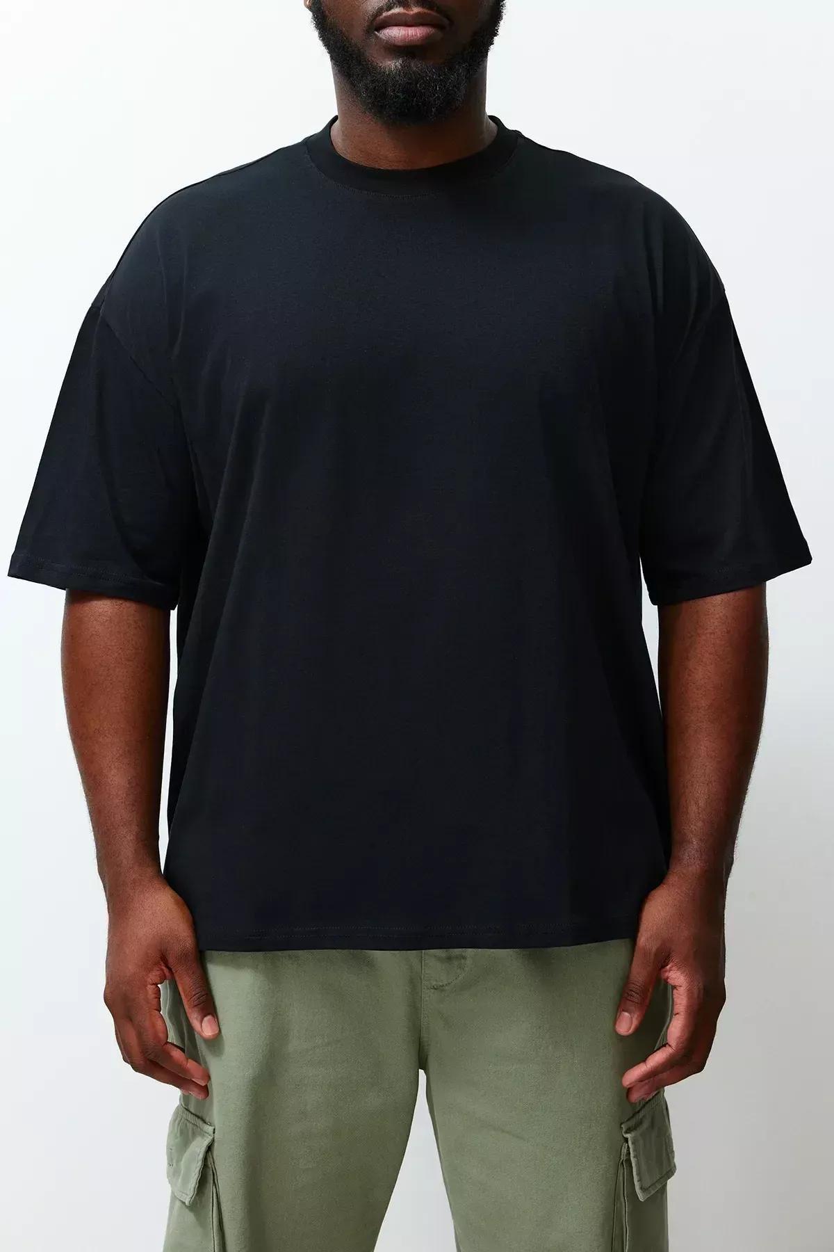 Black Oversize Plus Size T-Shirt, Black, large image number 6