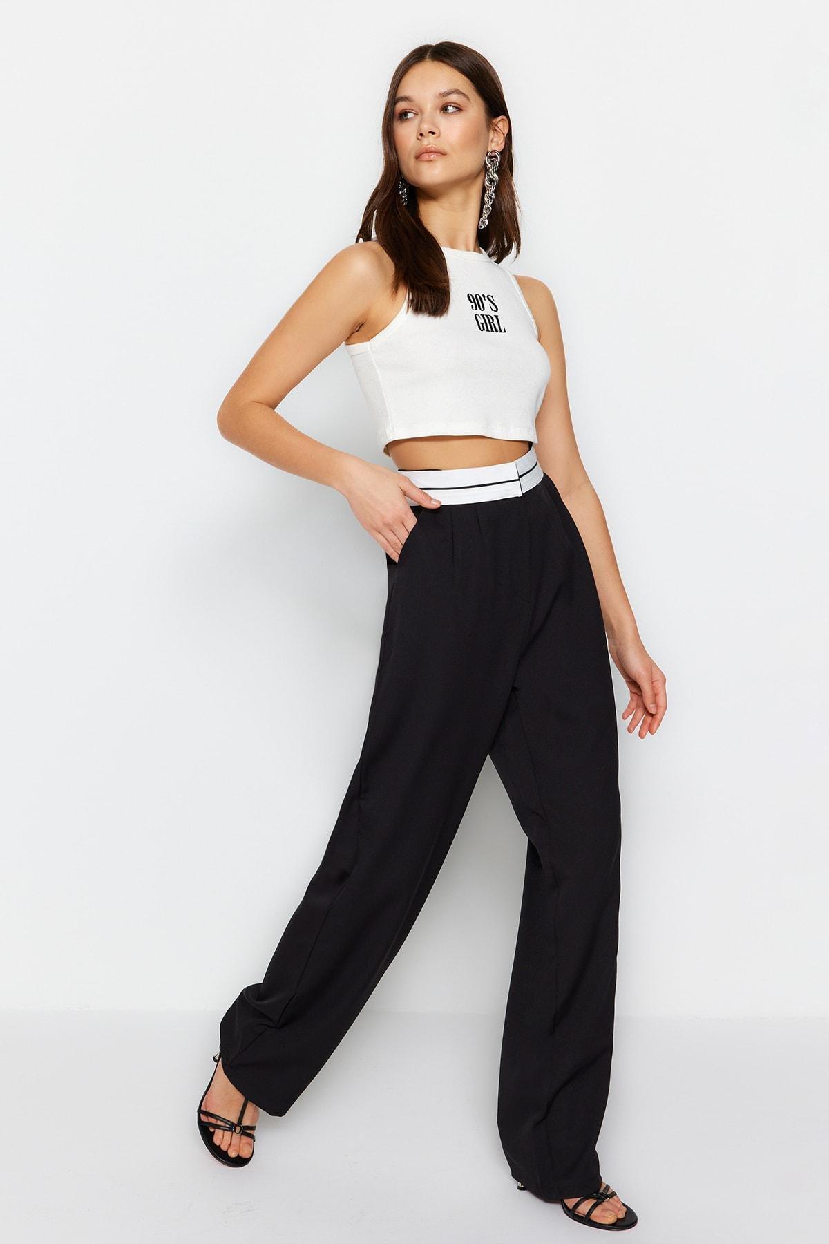 Black Wide Leg Pants, , large image number 0