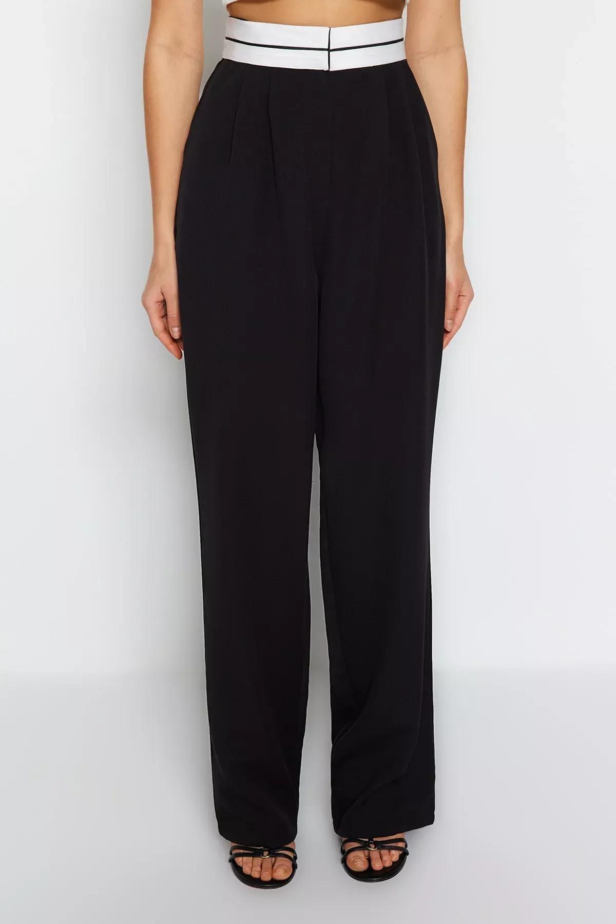 Black Wide Leg Pants, Black, large image number 3