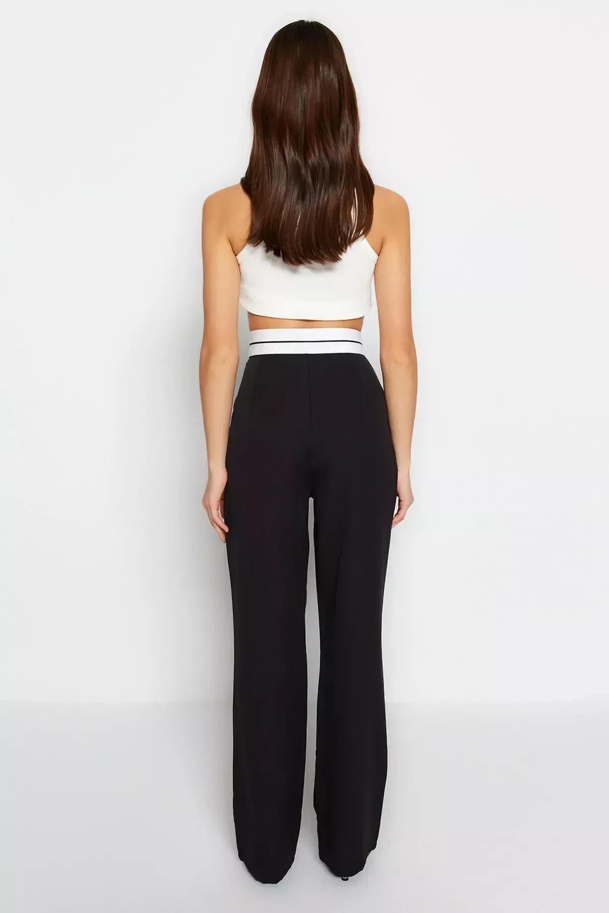 Black Wide Leg Pants, Black, large image number 4