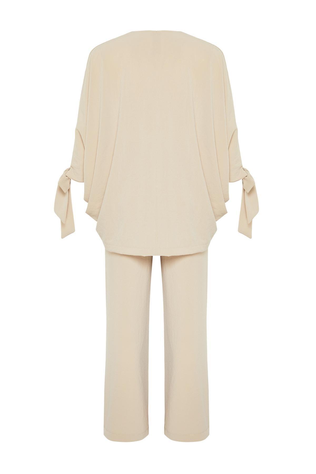 Beige Bat Sleeve Pants Suit, , large image number 6