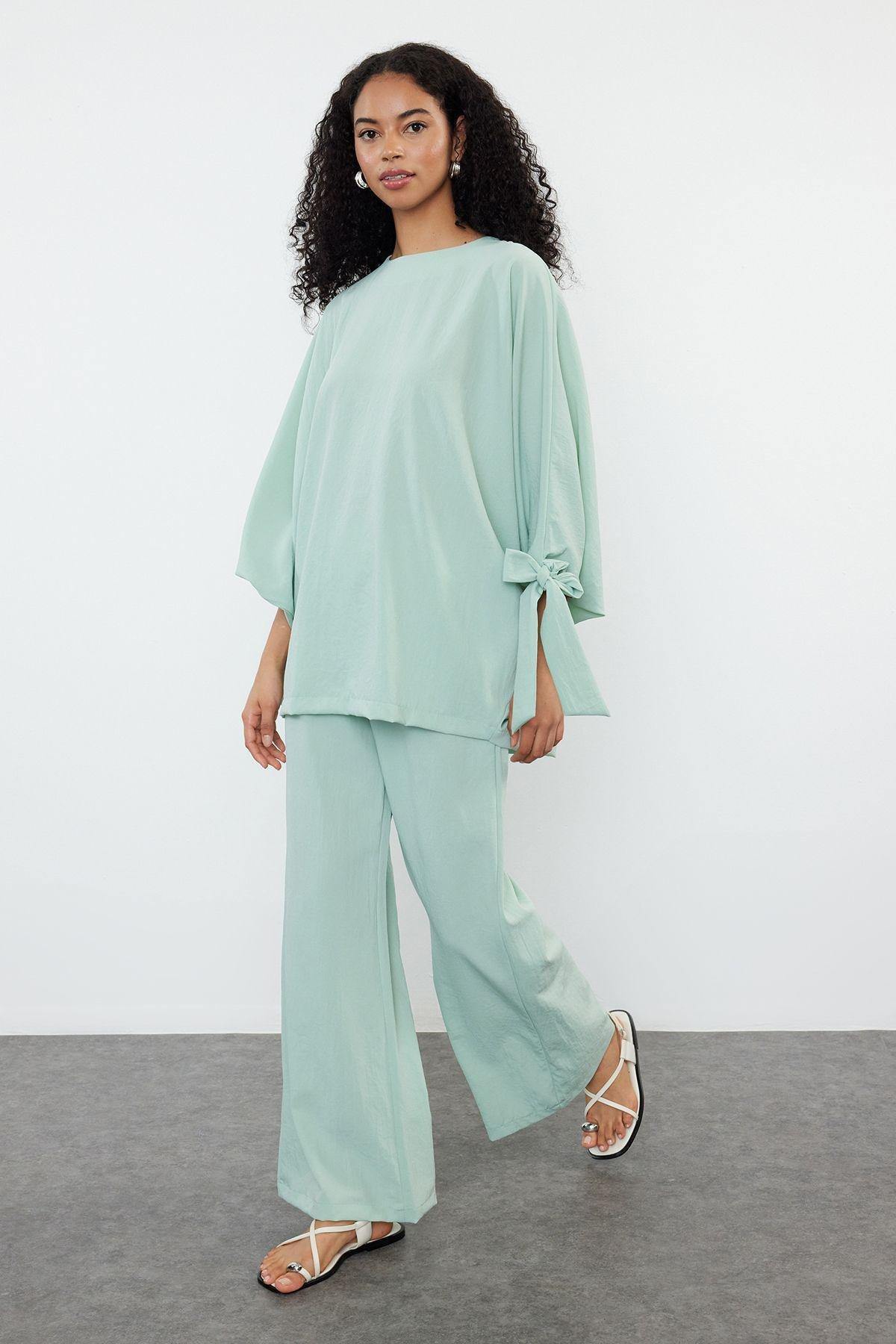 Mint Bat Sleeve Woven Aerobin Tunic-Pants Set TCTSS23US00043, , large image number 1