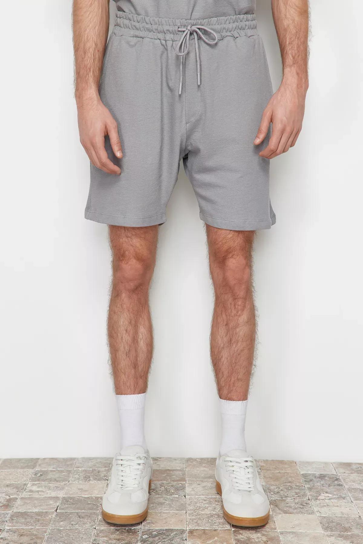 Grey Textured Shorts, C101_1601, large image number 1