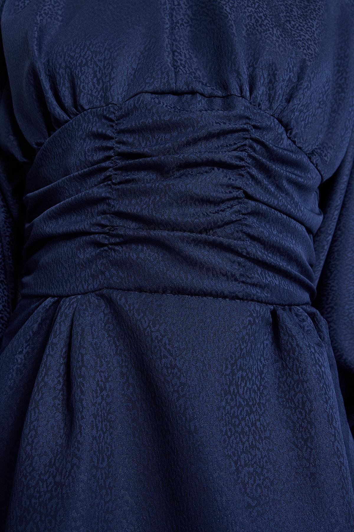 Navy A-Line Floral Evening Dress, , large image number 4