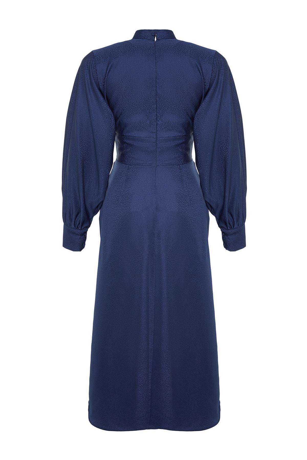 Navy A-Line Floral Evening Dress, , large image number 7