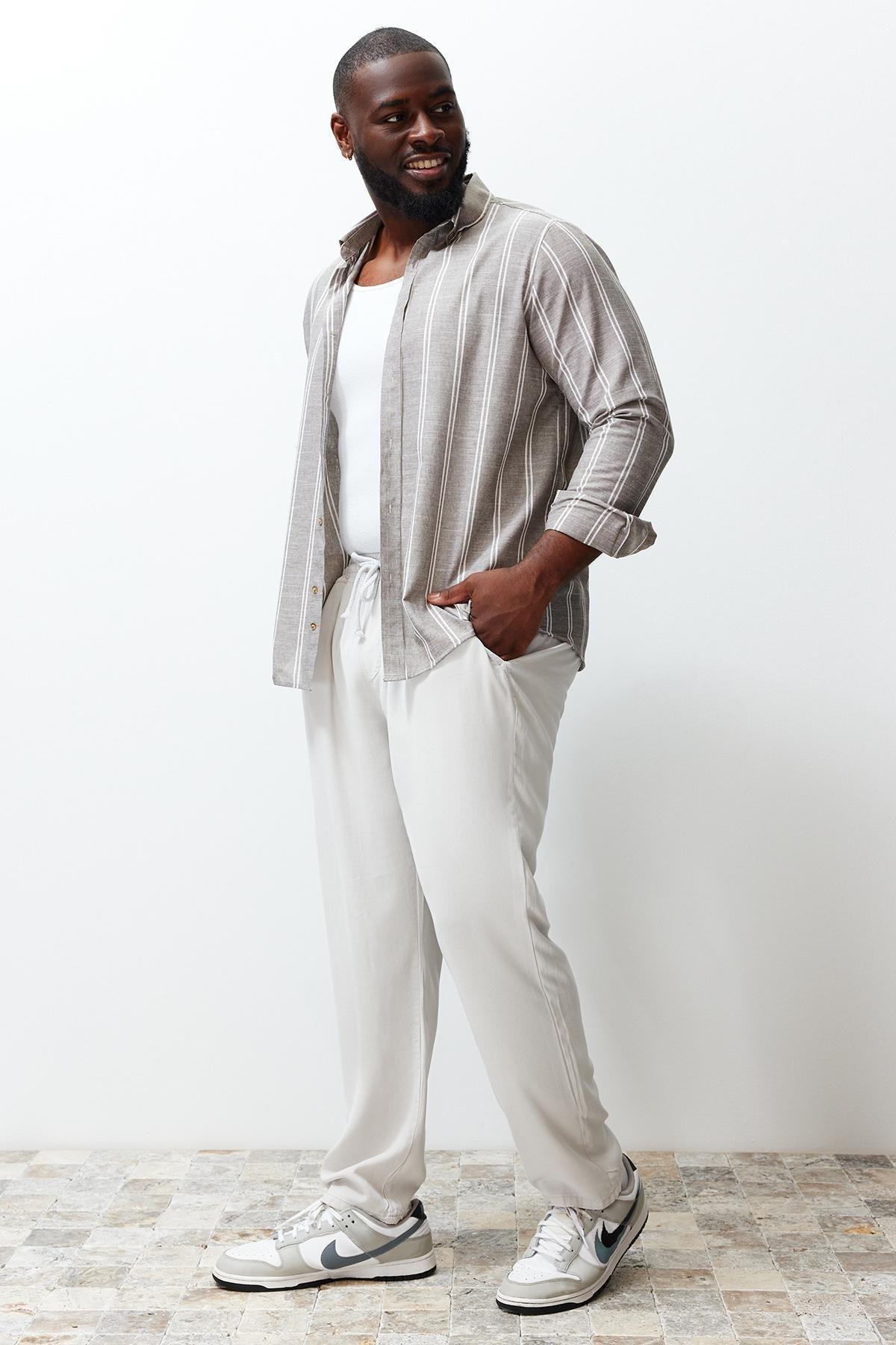 Grey Button-Up Plus-Size Shirt, , large image number 0