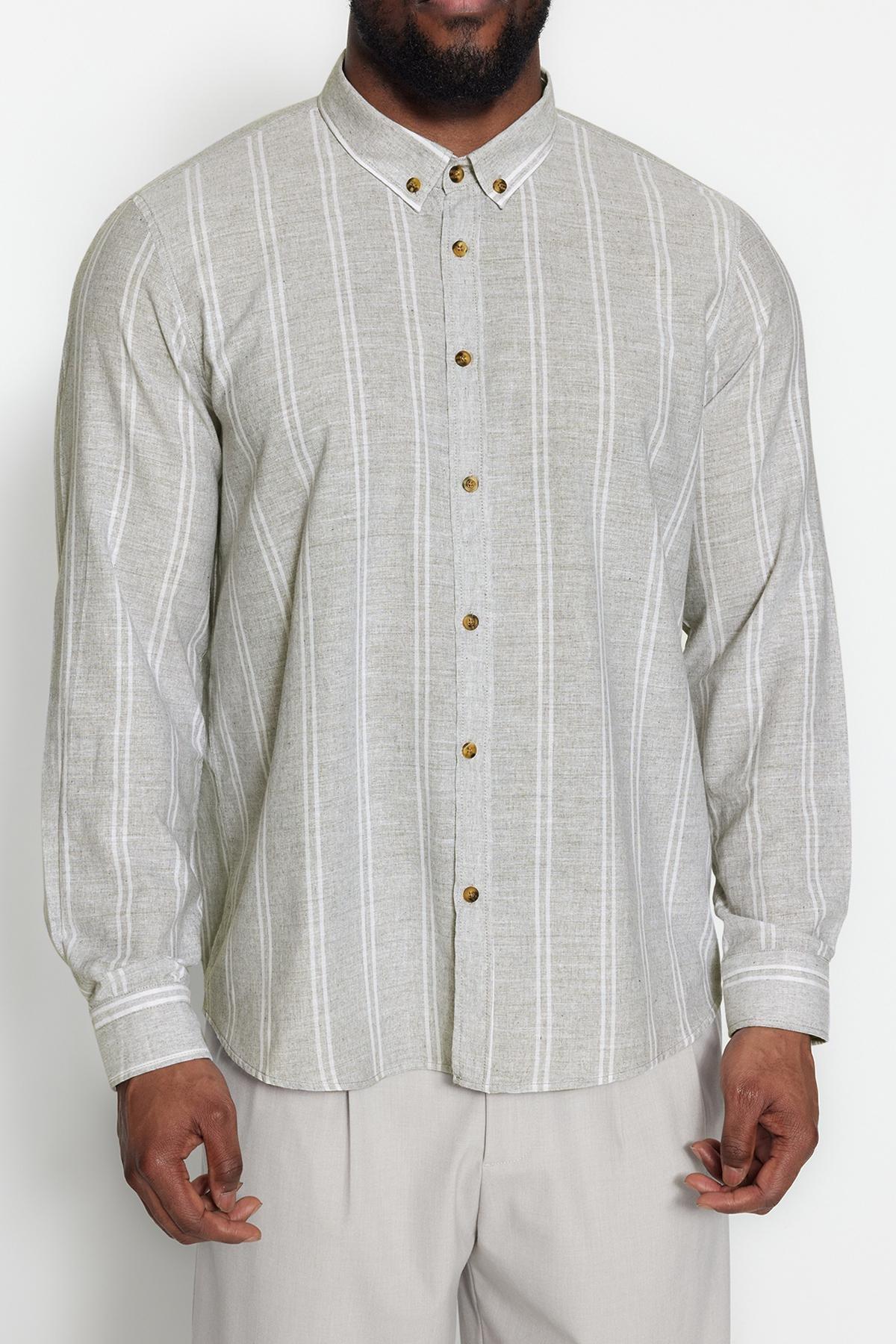 Grey Button-Up Plus-Size Shirt, , large image number 6