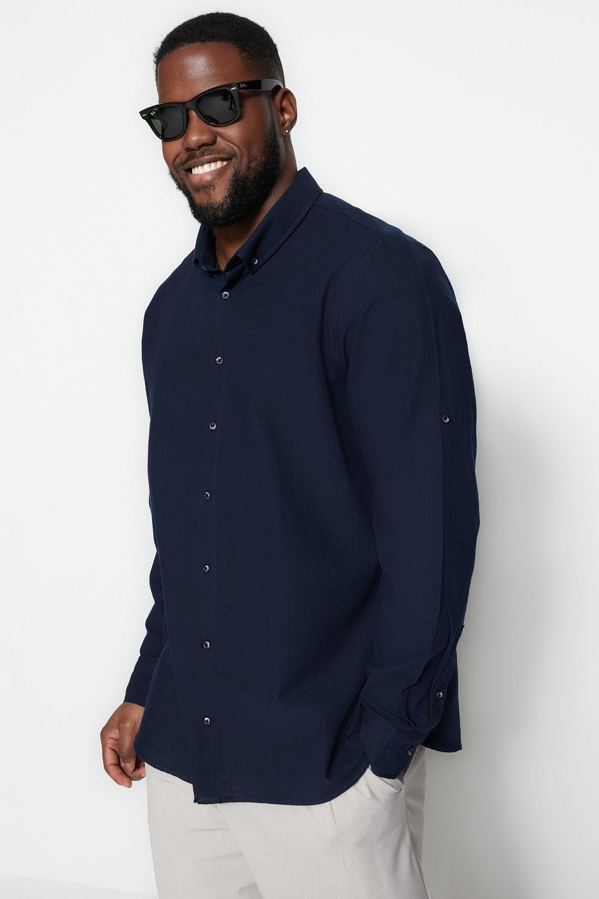 Navy Regular Plus Size Shirt, , large image number 2