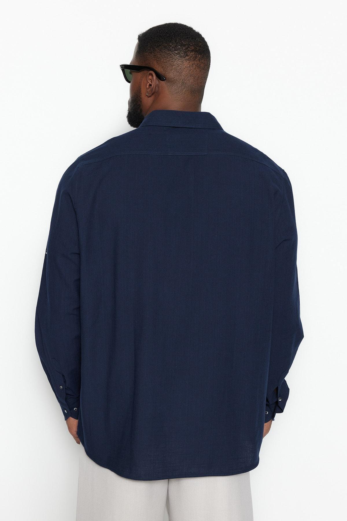 Navy Regular Plus Size Shirt, , large image number 4