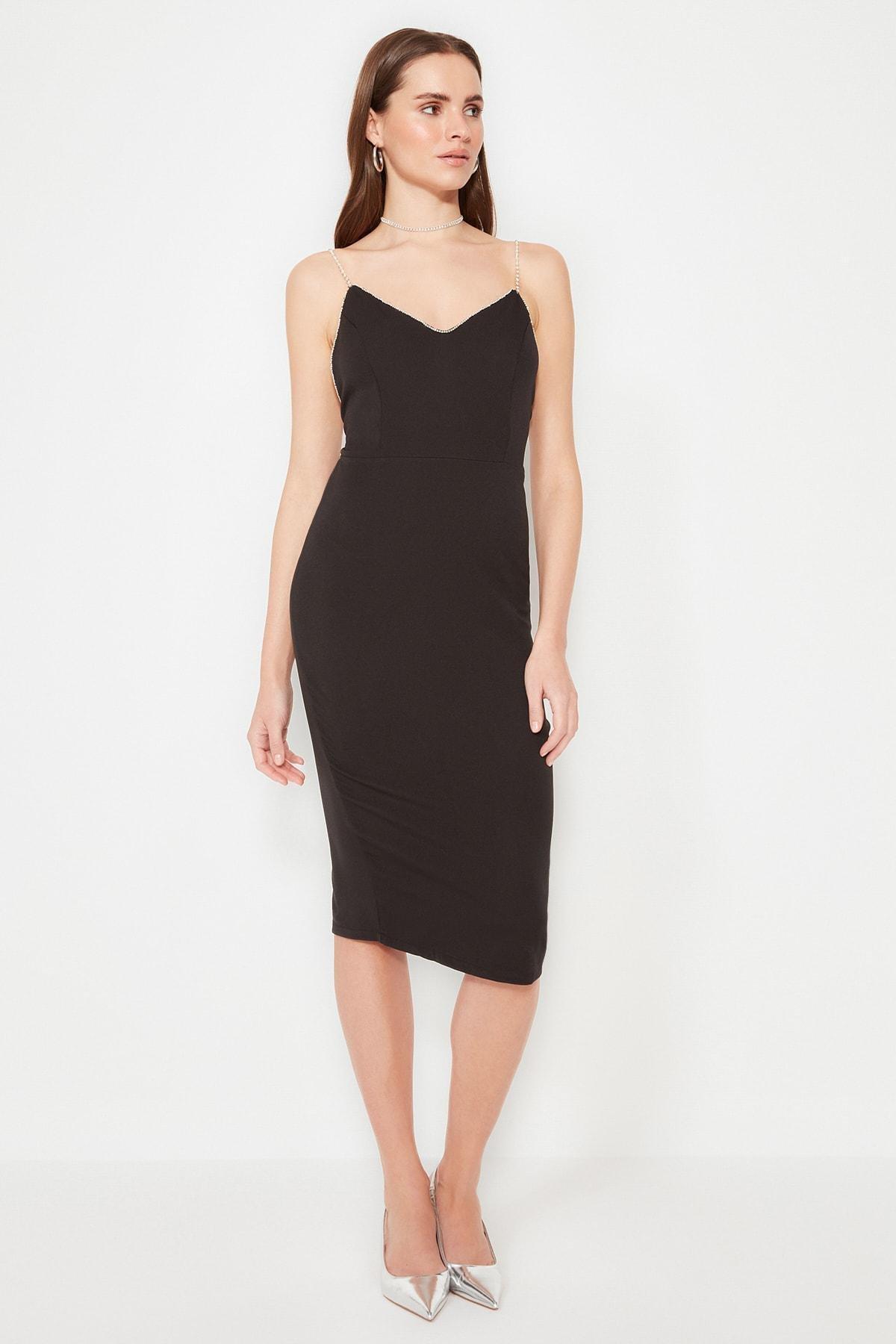 Black Bodycon Midi Dress, , large image number 1