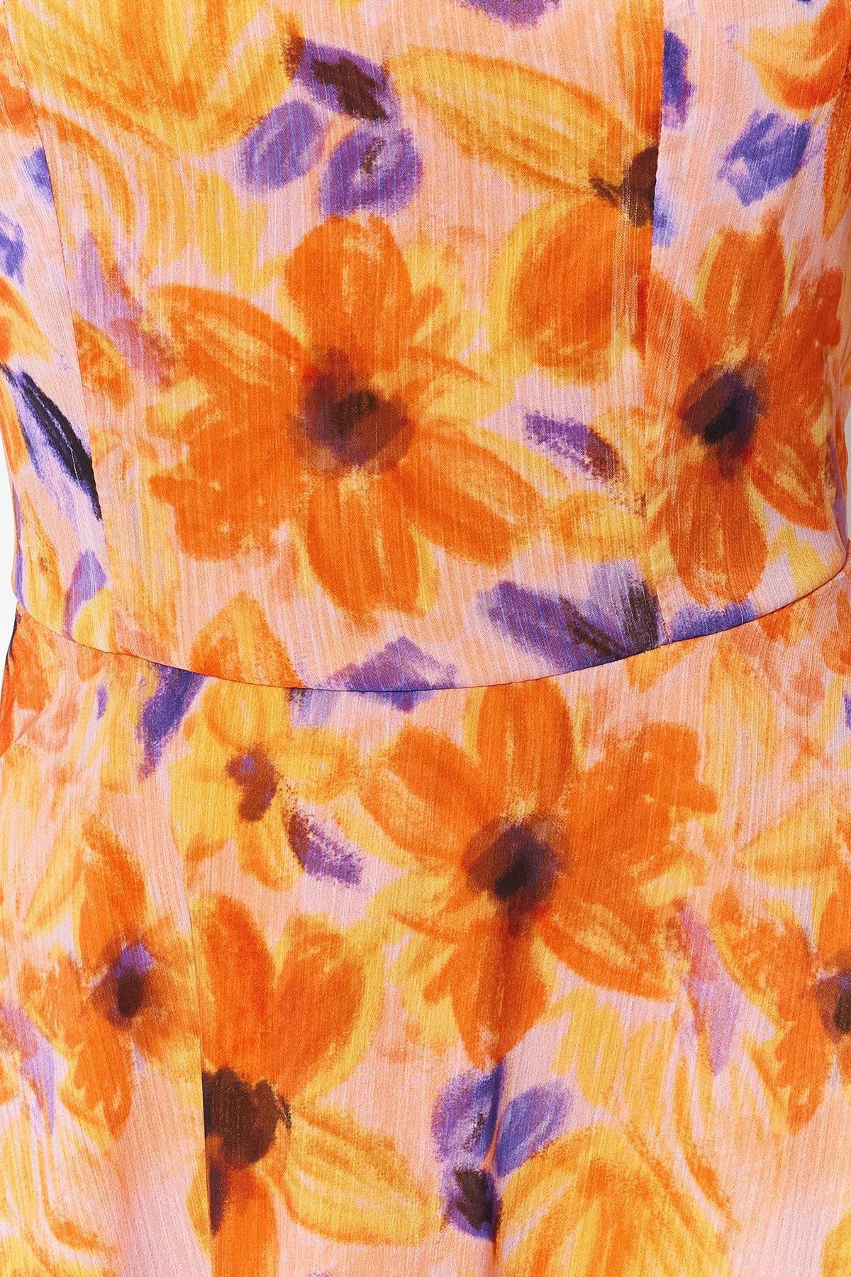 Orange Floral Skater Dress, , large image number 4