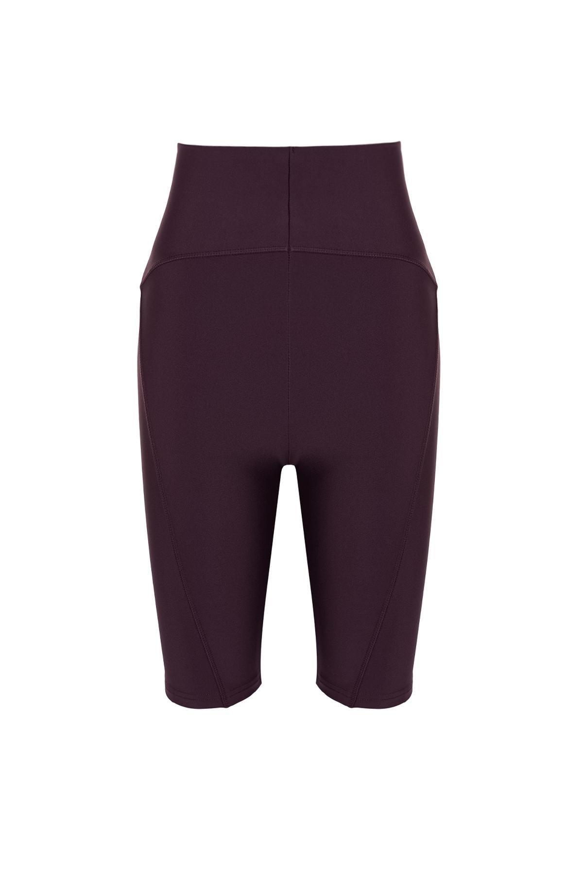 Trendyol - Burgundy Knitted Sports Biker Tights