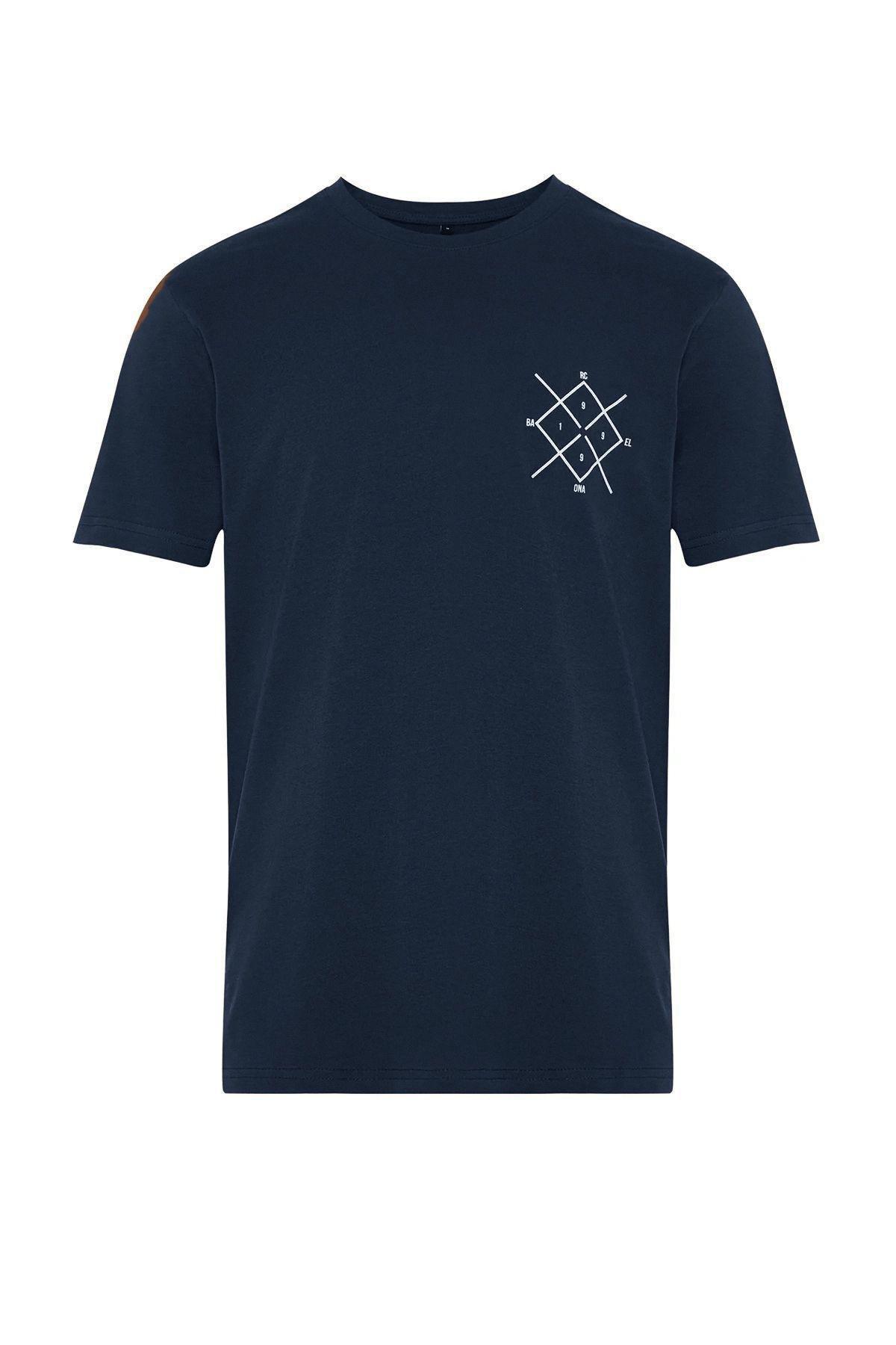 Navy Geometric Crew Neck Tshirt, , large image number 5