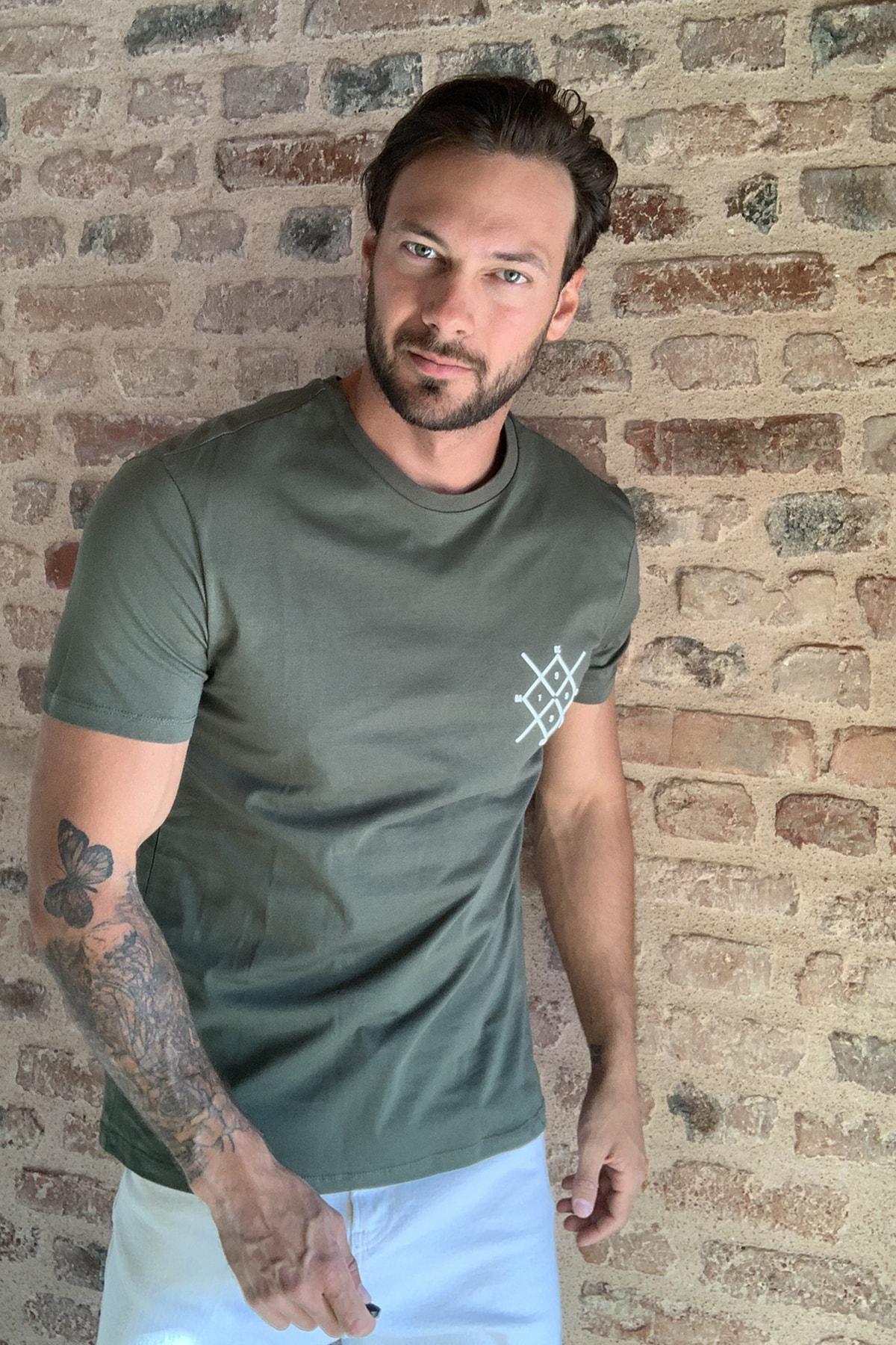 Green Regular Fit T-Shirt, Khaki, medium