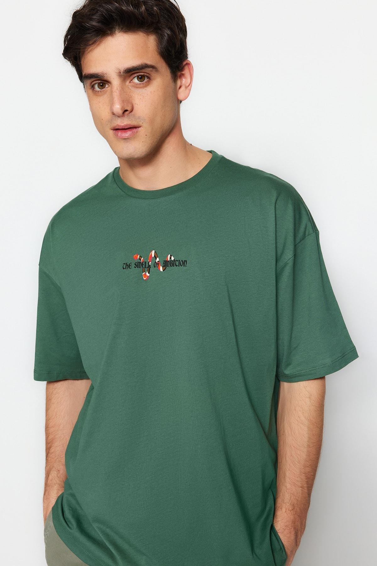 Green Printed Oversize T-Shirt, , large image number 1