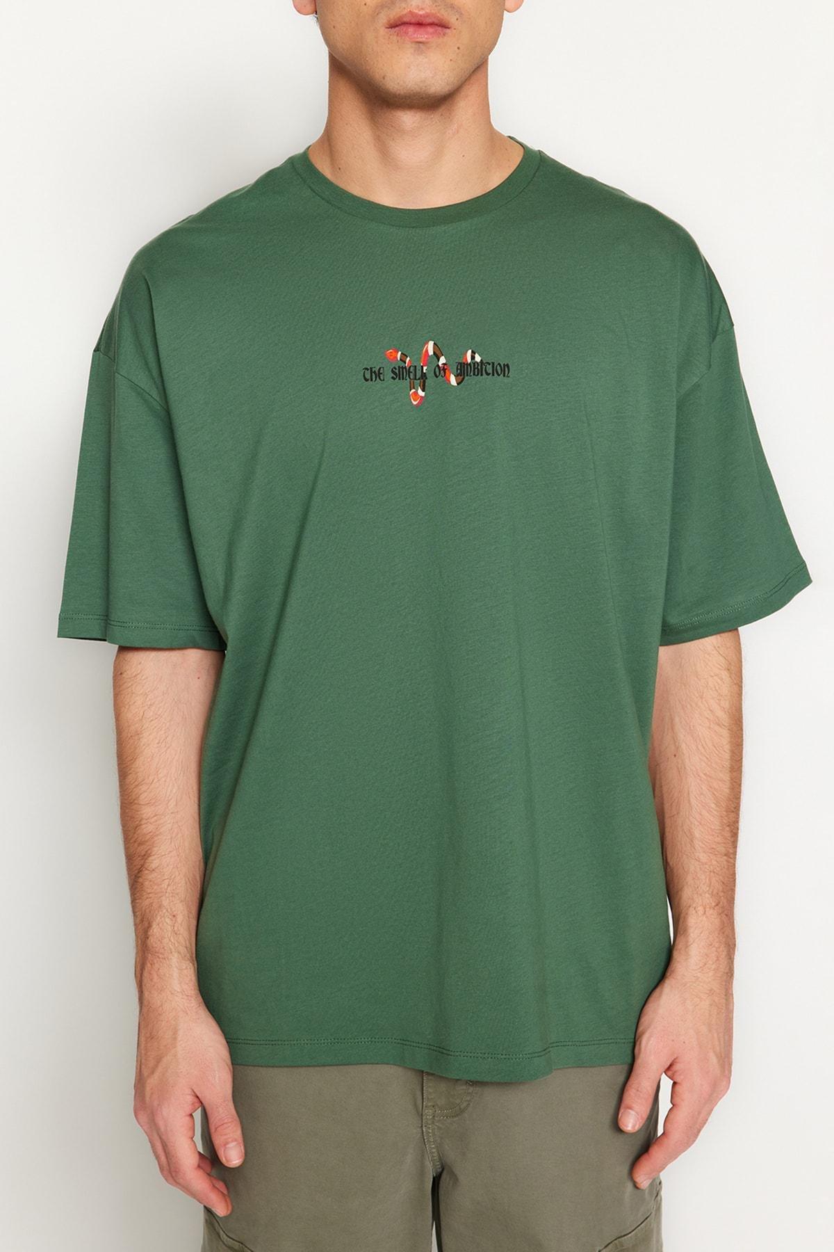 Green Printed Oversize T-Shirt, , large image number 3