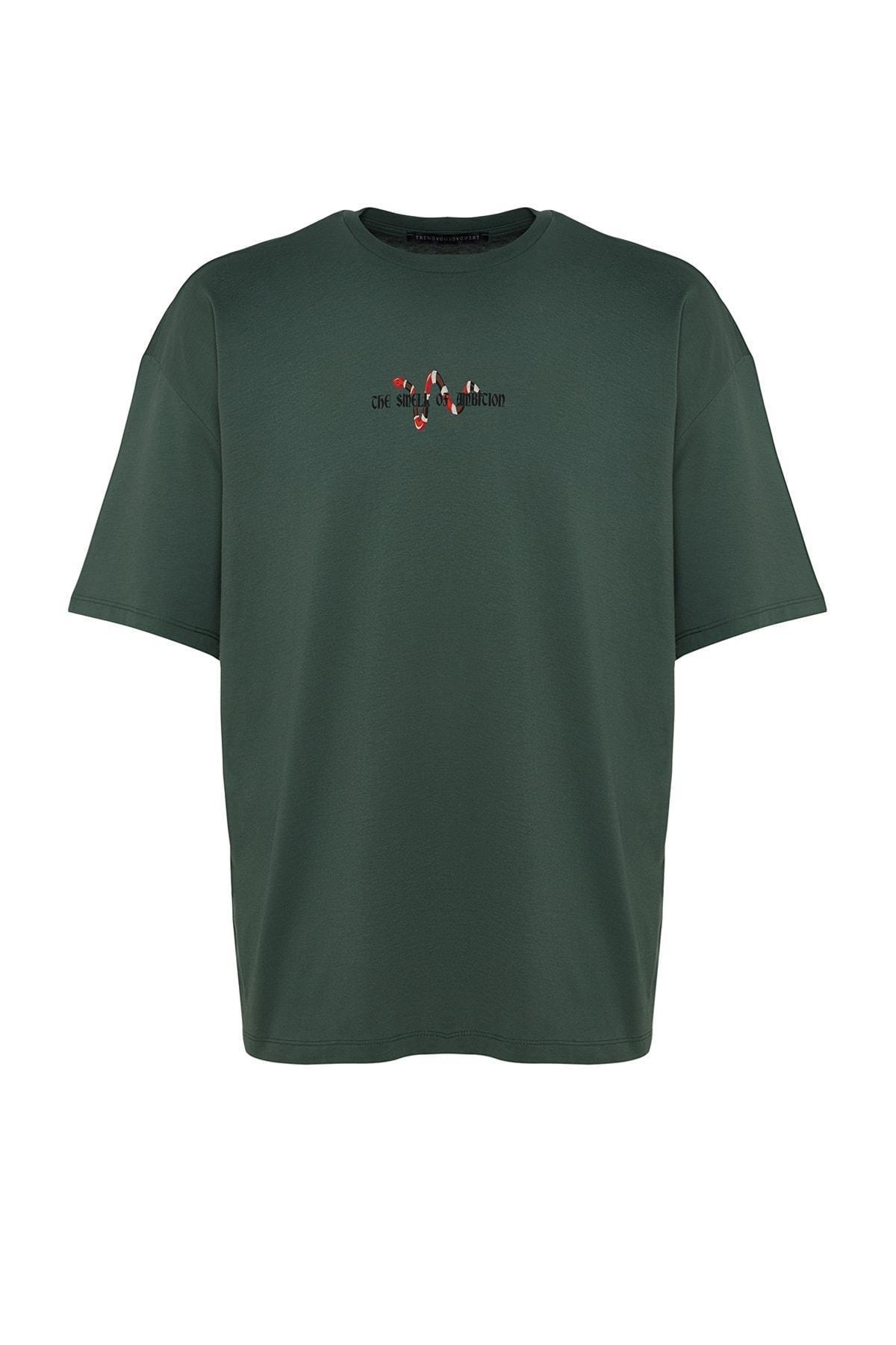 Green Printed Oversize T-Shirt, , large image number 7