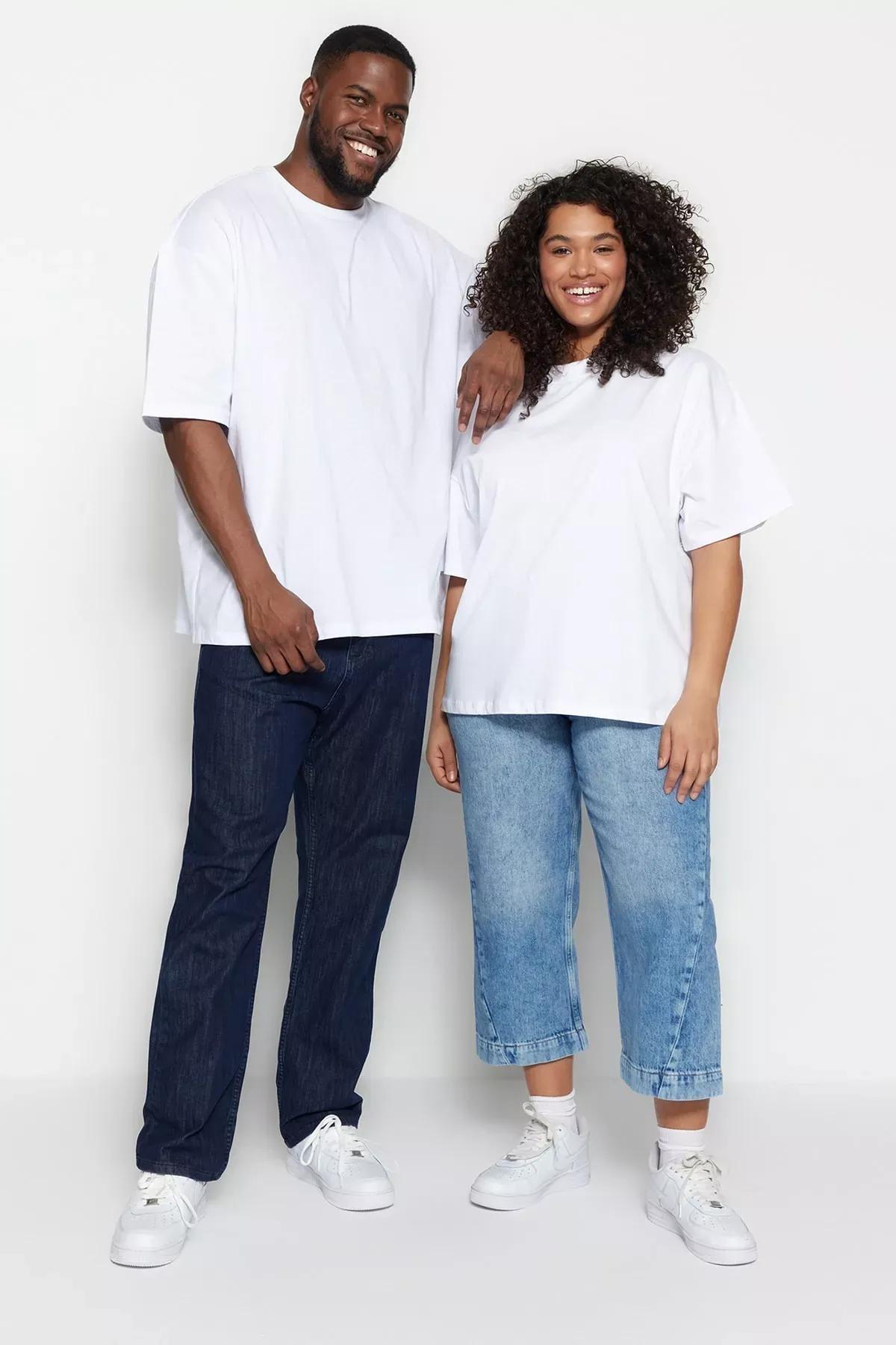 White Plus Size T-Shirt, White, large image number 1