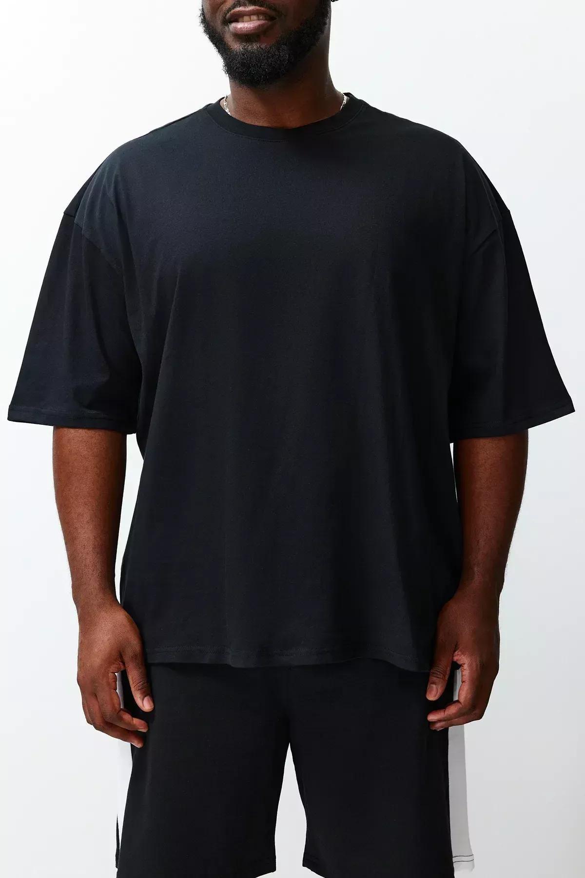 Black Oversize Plus Size T-Shirt, Black, large image number 4