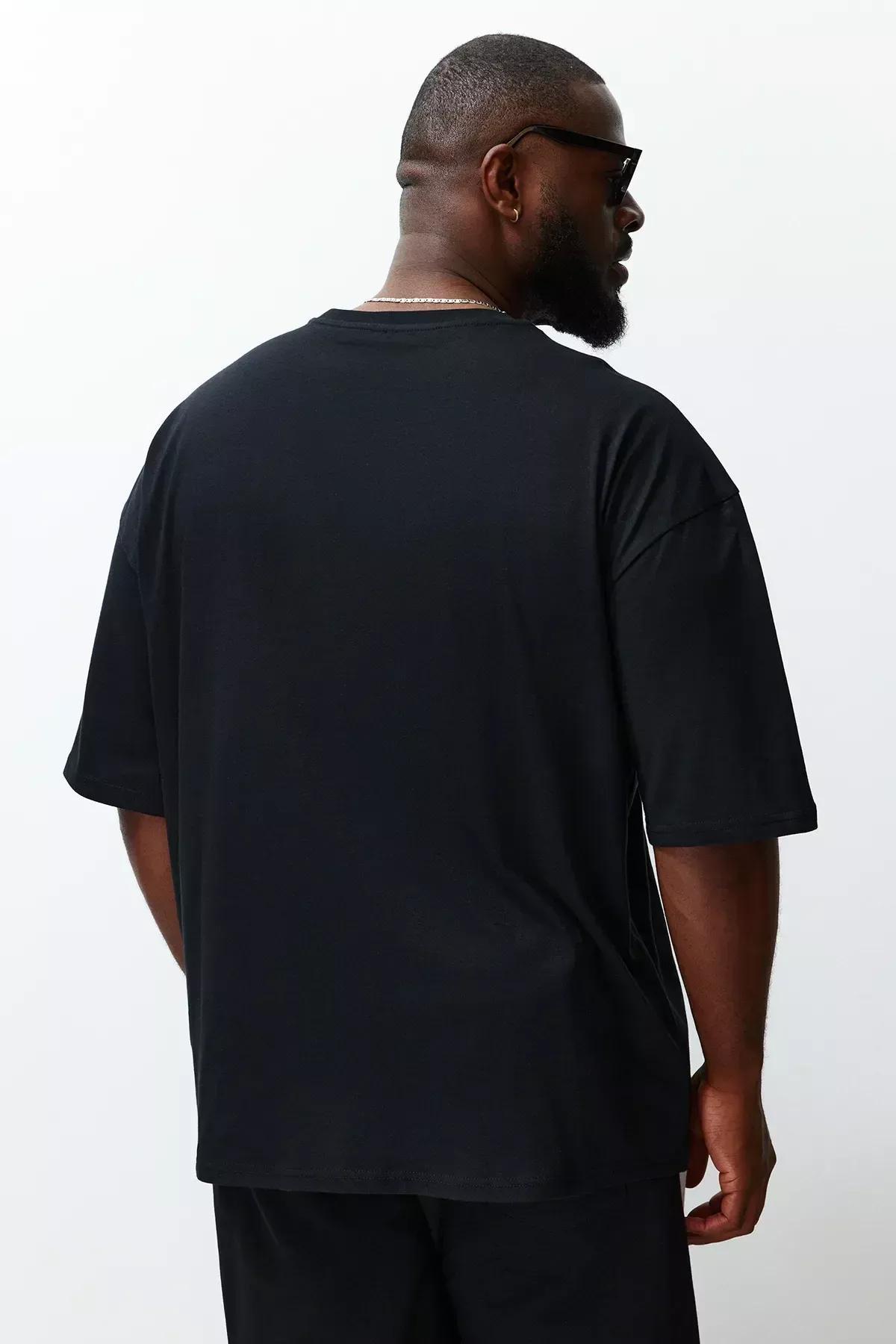 Black Oversize Plus Size T-Shirt, Black, large image number 5