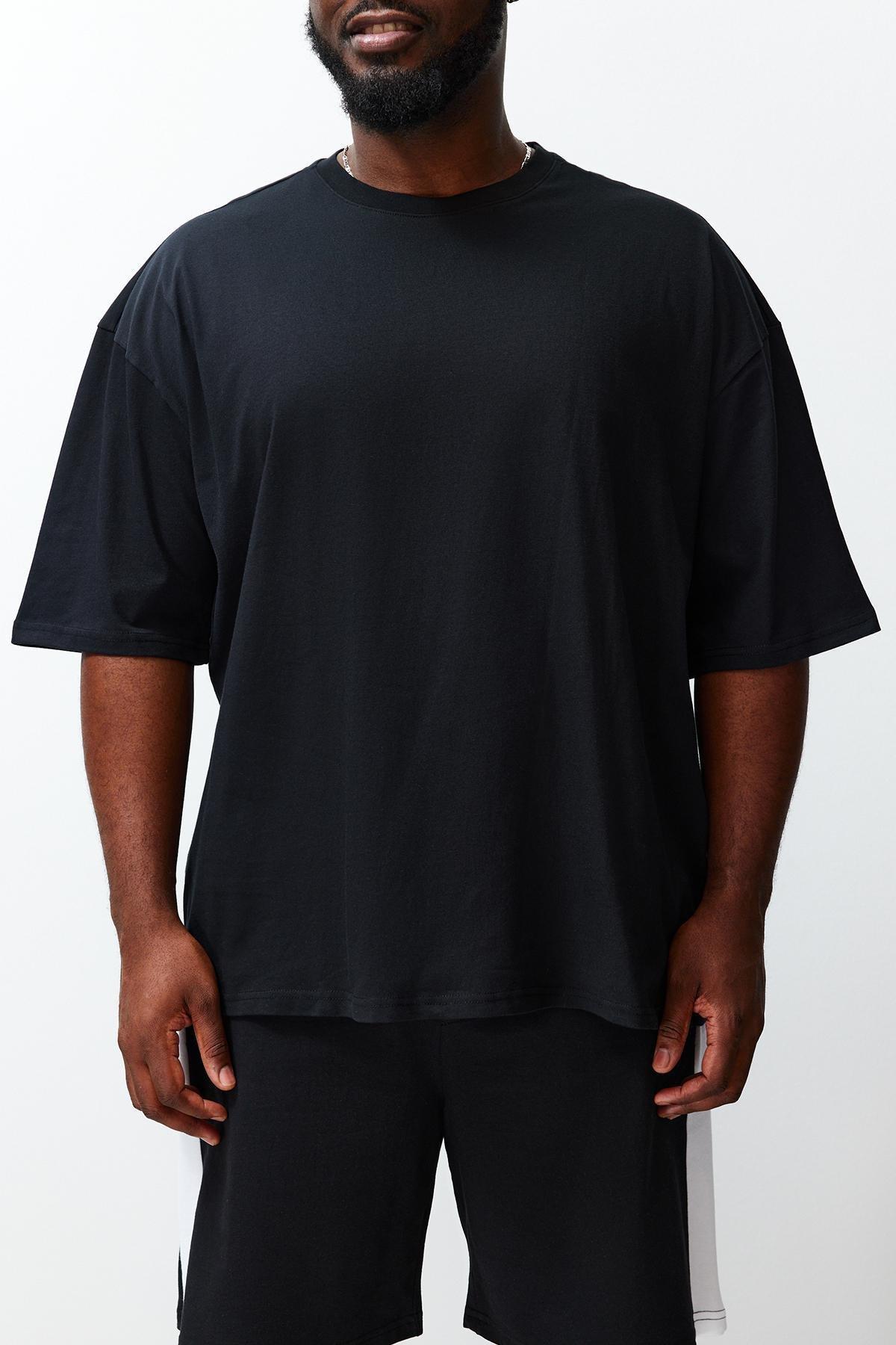 Black Oversize Plus Size T-Shirt, , large image number 6