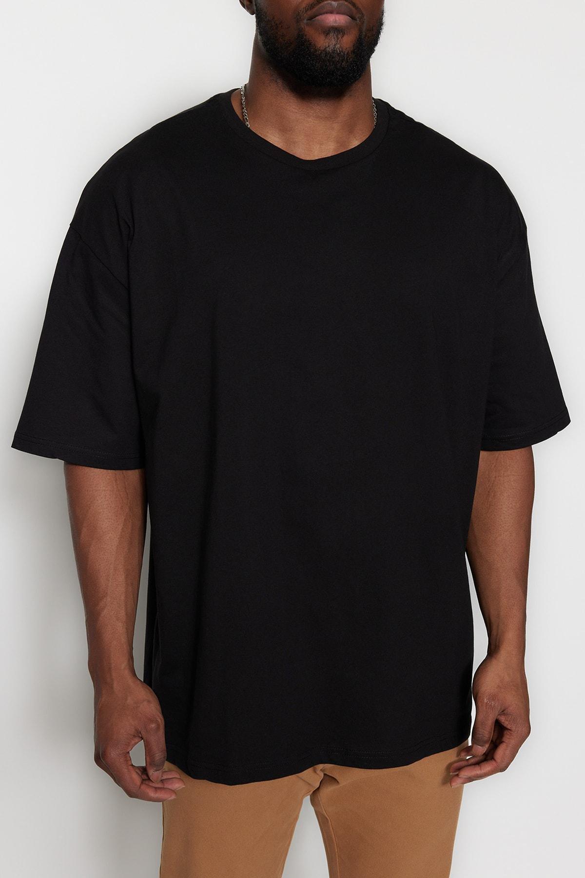 Black Oversize Plus Size T-Shirt, , large image number 7