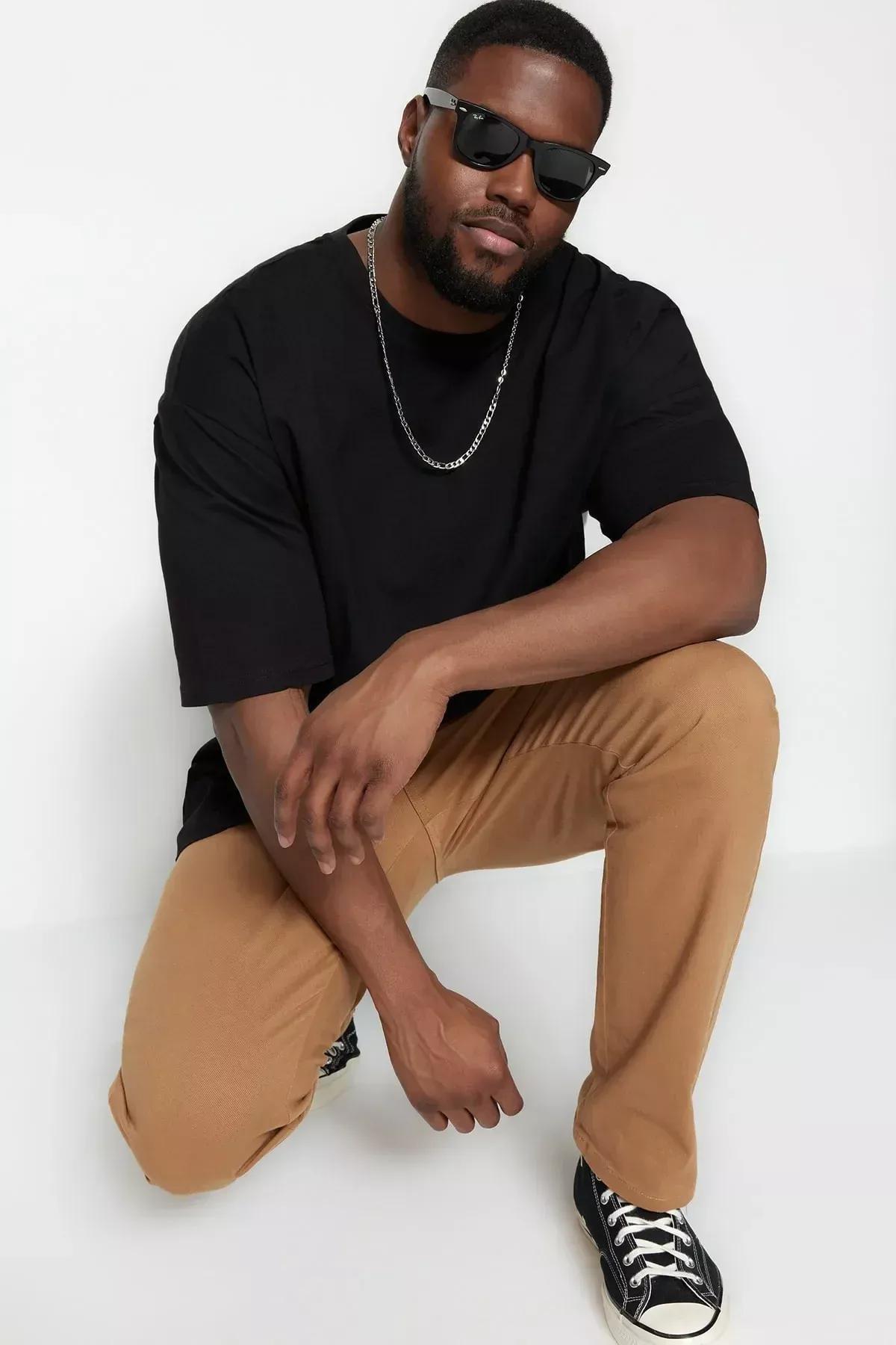 Black Oversize Plus Size T-Shirt, Black, large image number 7