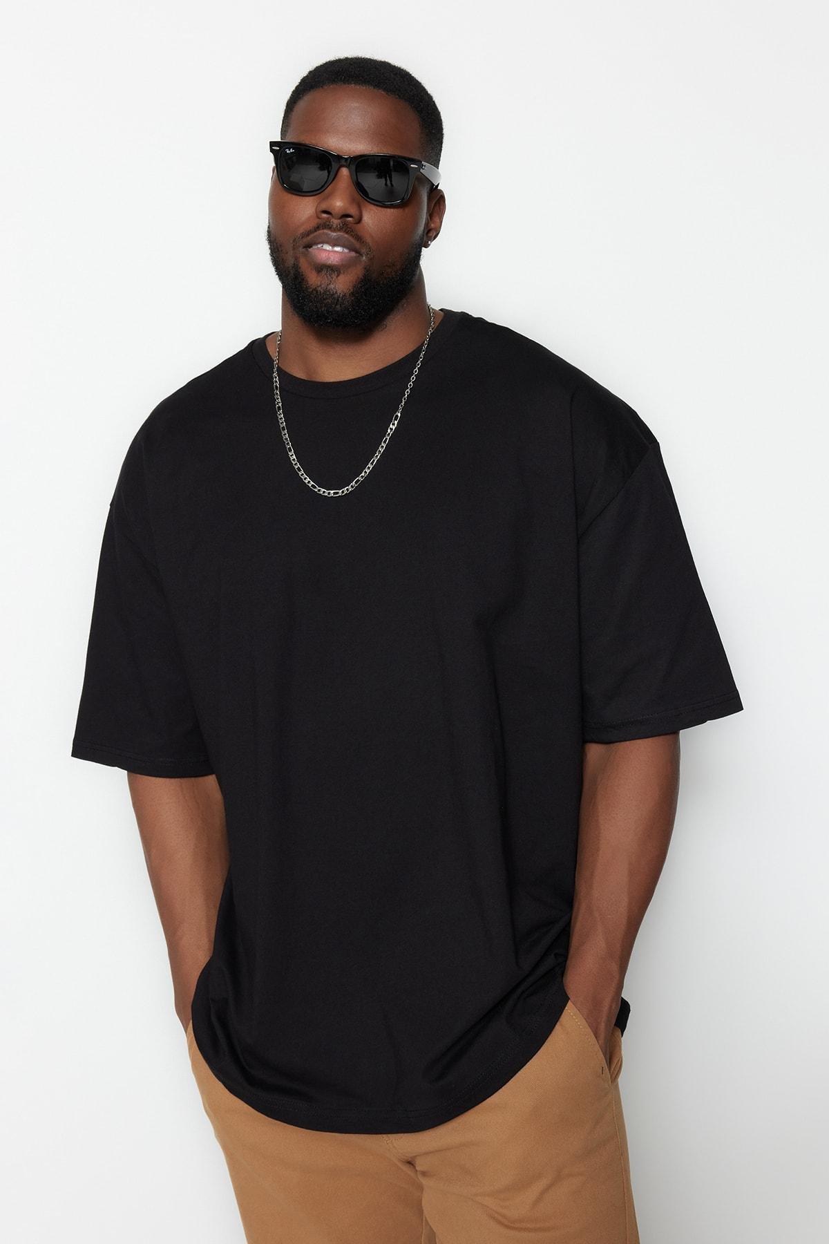 Black Oversize Plus Size T-Shirt, , large image number 9
