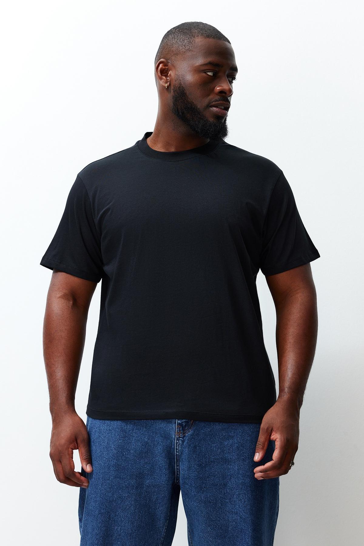 Black Regular Plus Size T-Shirt, C101_7009, large image number 1