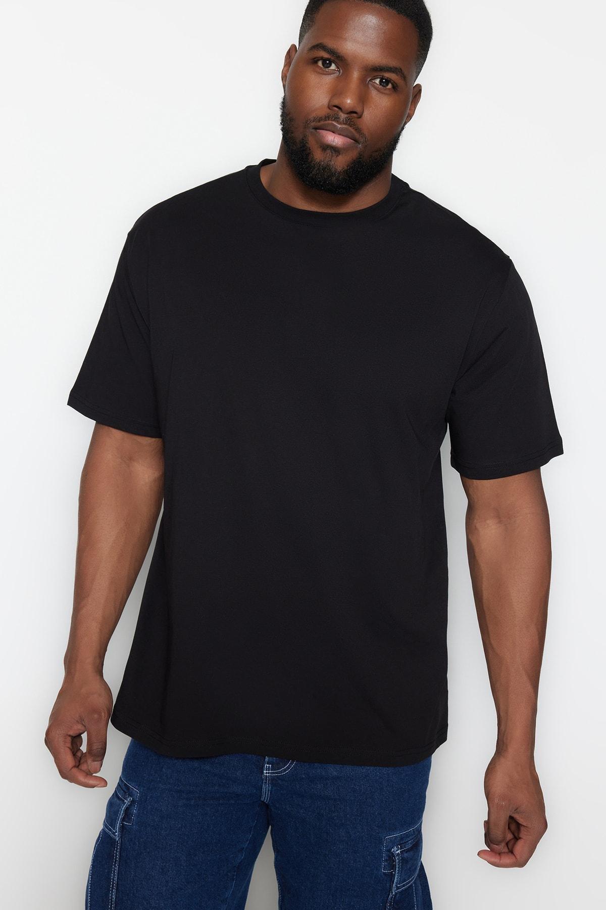 Black Regular Plus Size T-Shirt, C101_7009, large image number 2