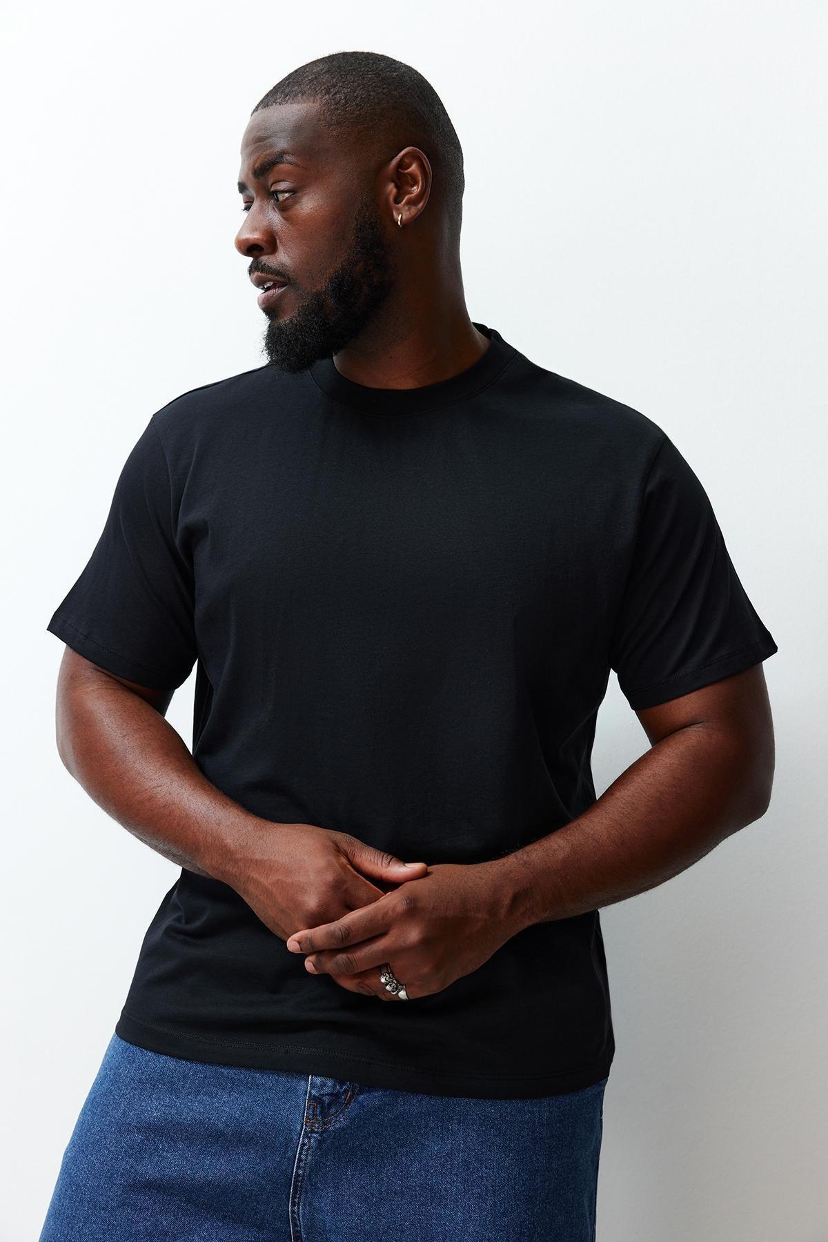 Black Regular Plus Size T-Shirt, C101_7009, large image number 3
